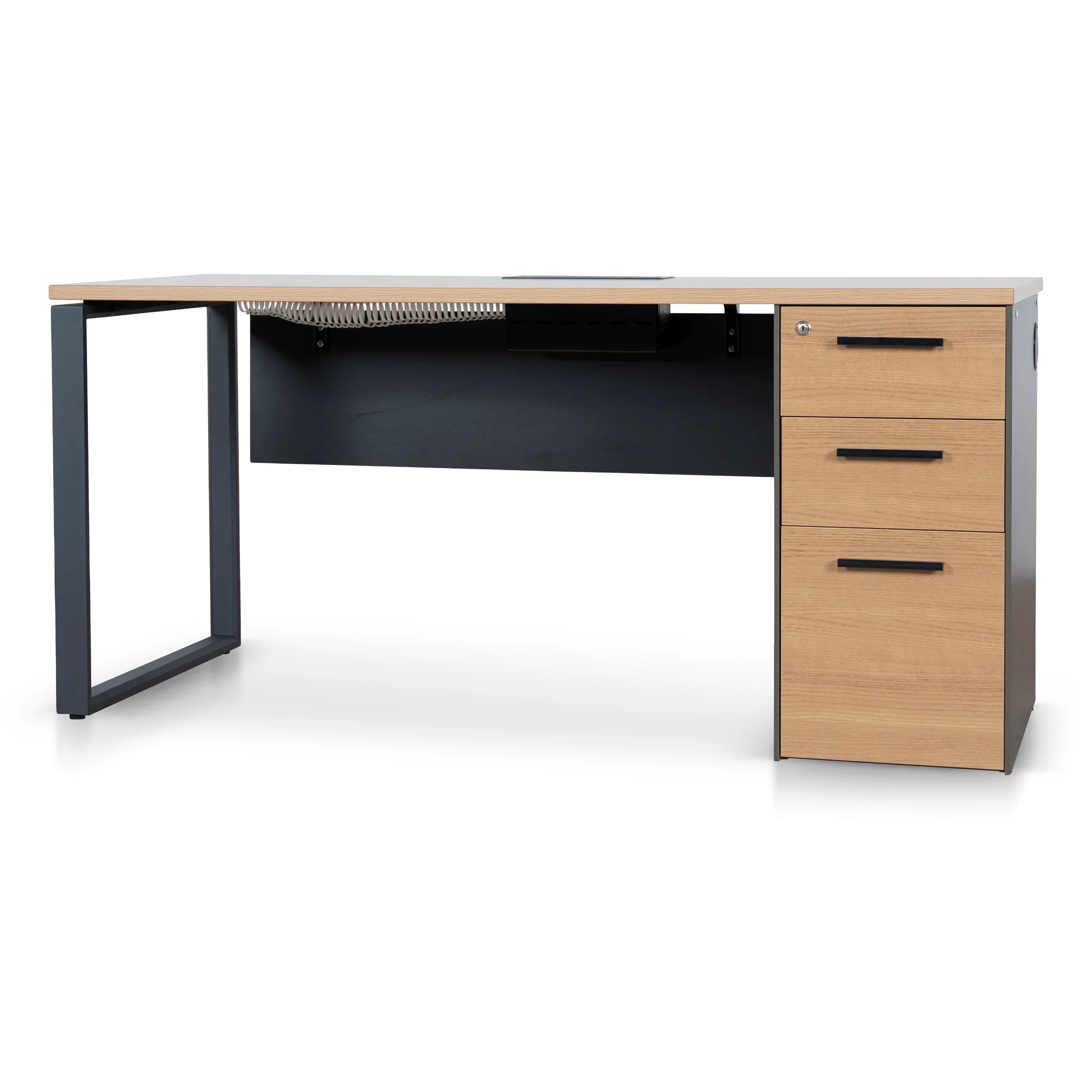 Showcasing Cosanova 1.6m Single Seater Natural Office Desk - Black Legs OT10692-SN Office Desk by Calibre Furniturs