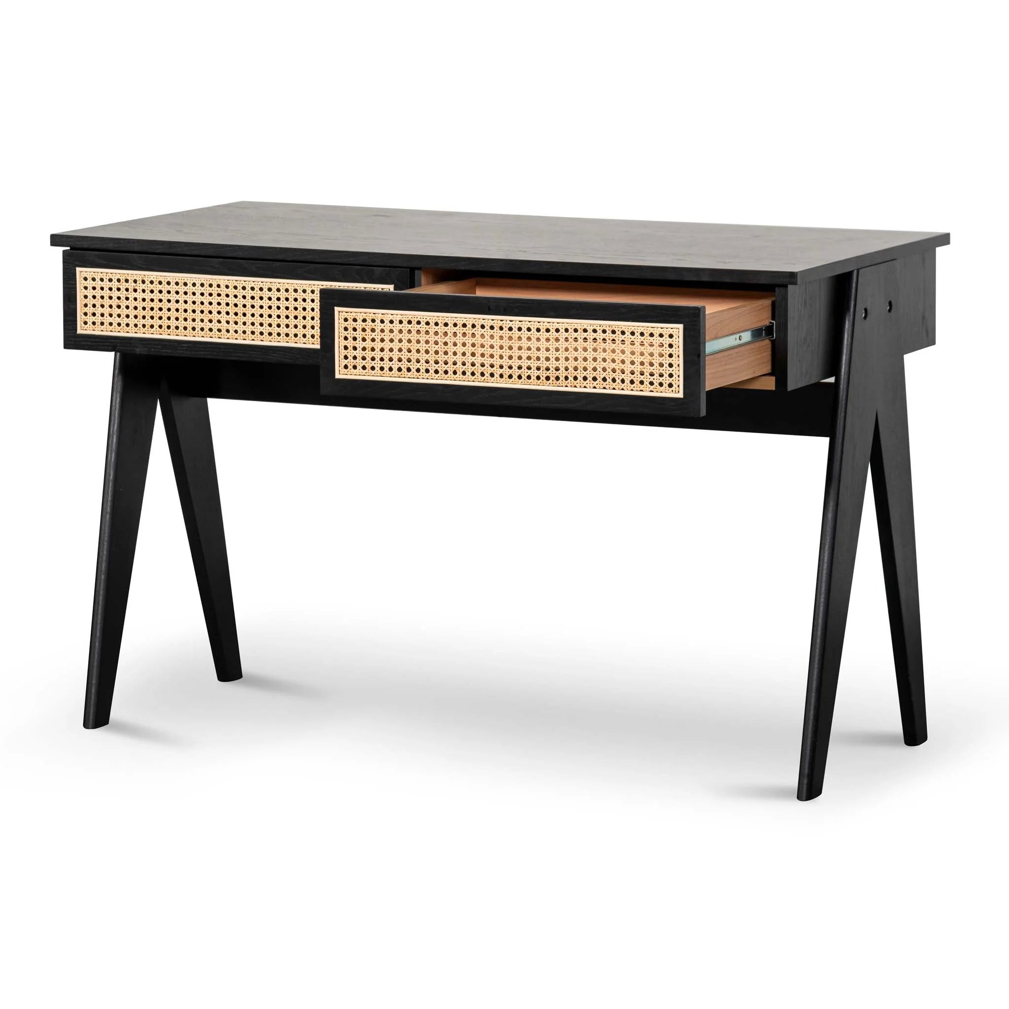 Showcasing Camavera 1.2m Home Office Desk - Full Black OT8058-KD Office Desk by Calibre Furniturs