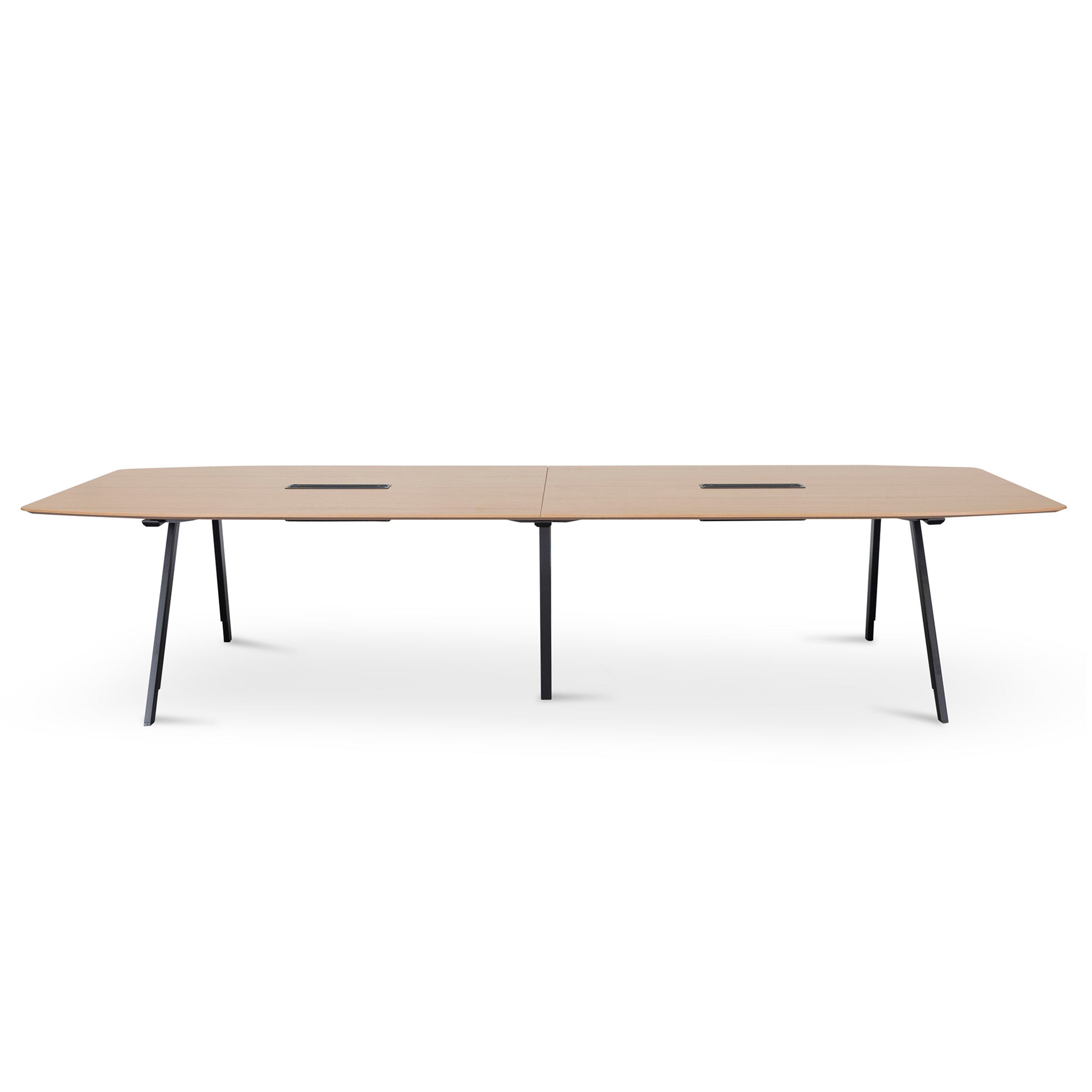 3.6m Natural Boardroom Meeting Table - Full Black Legs - image 2