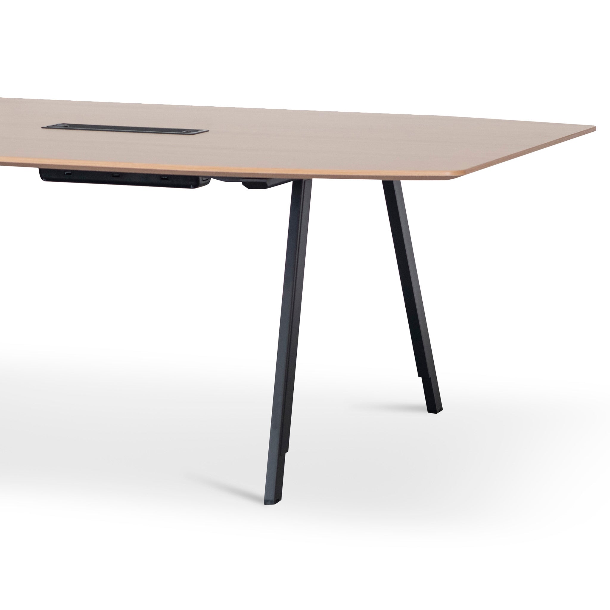 3.6m Natural Boardroom Meeting Table - Full Black Legs - image 5