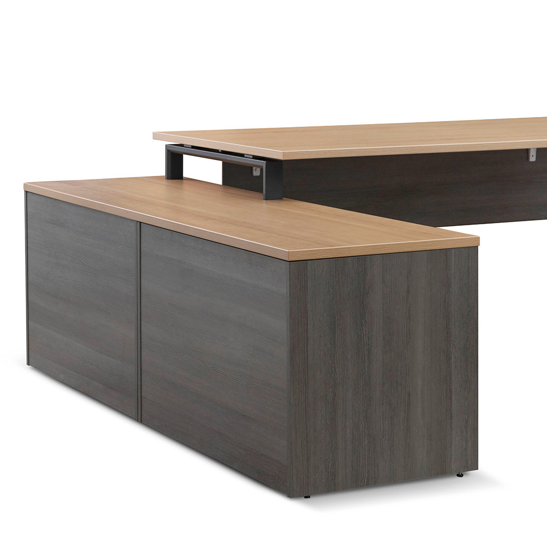 1.8m Left Return Office Desk - Black with Natural Top - image 10