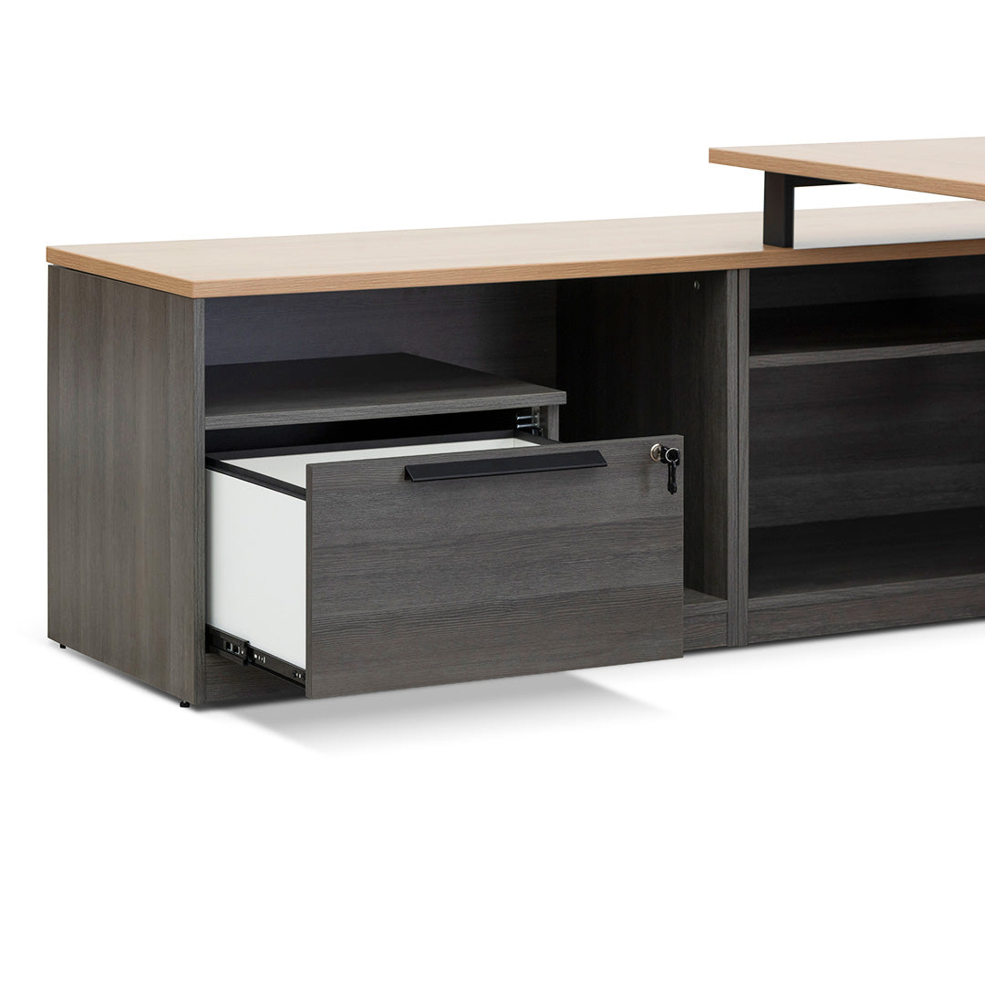 1.8m Left Return Office Desk - Black with Natural Top - image 6