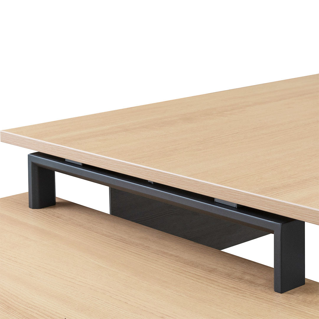 1.8m Left Return Office Desk - Black with Natural Top - image 8
