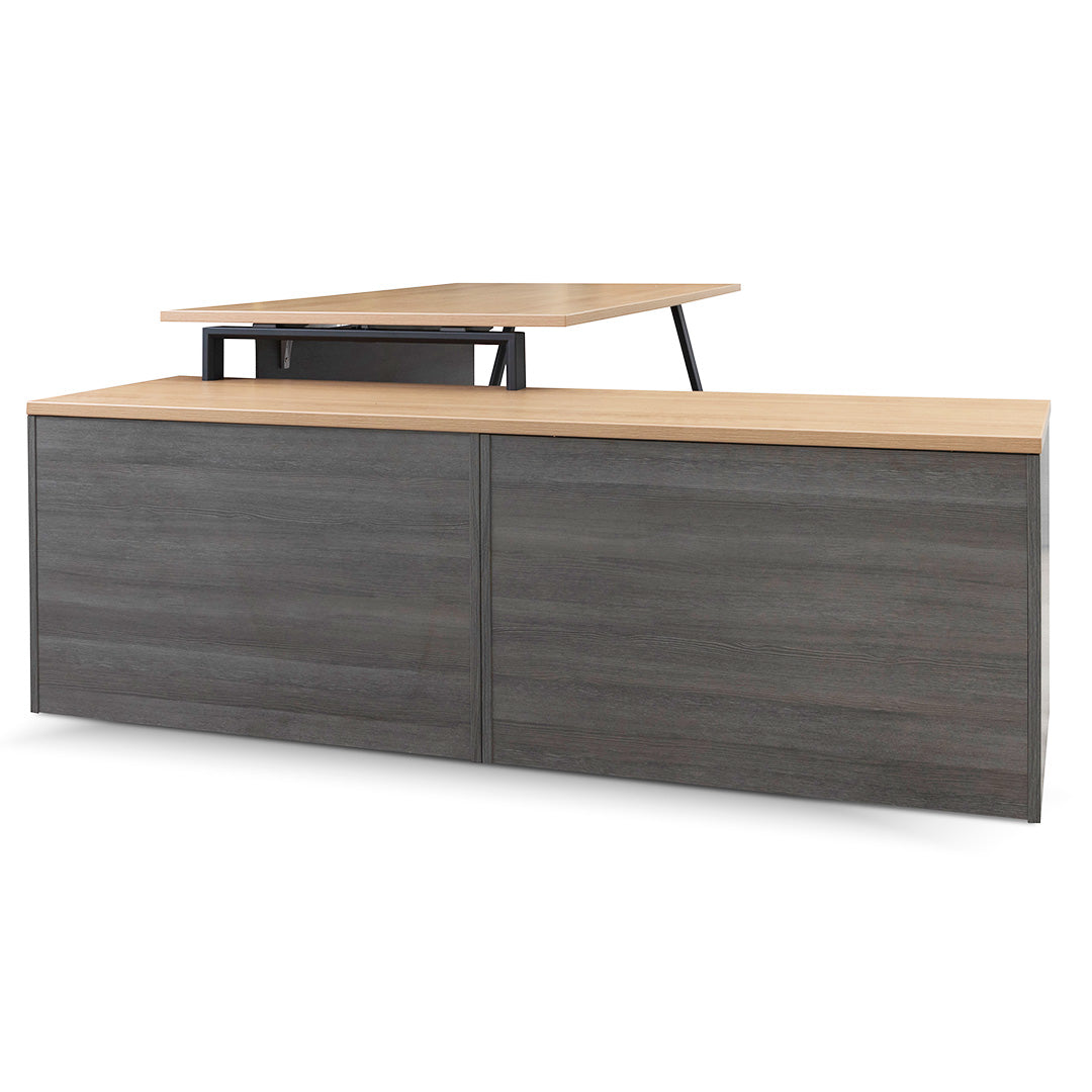 1.8m Left Return Office Desk - Black with Natural Top - image 9