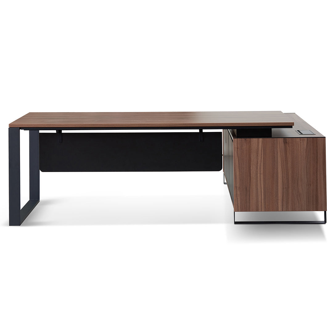 2.3m Left Return Office Desk - Walnut - image 2