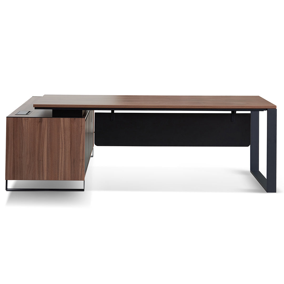 2.3m Right Return Office Desk - Walnut - image 2