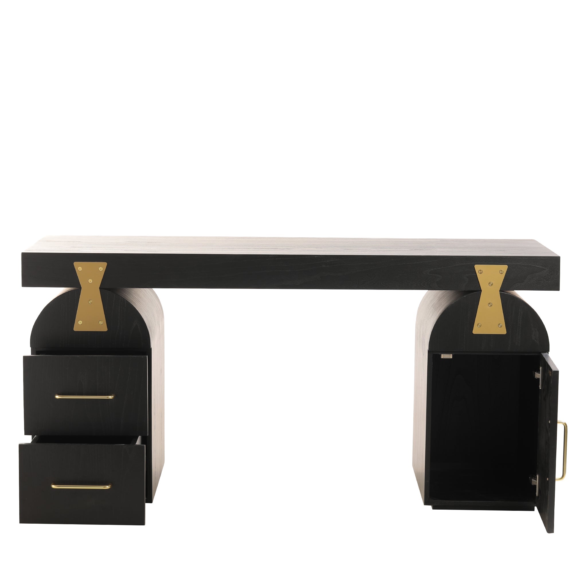 1.55m New Elm Home Office Desk - Full Black - image 4