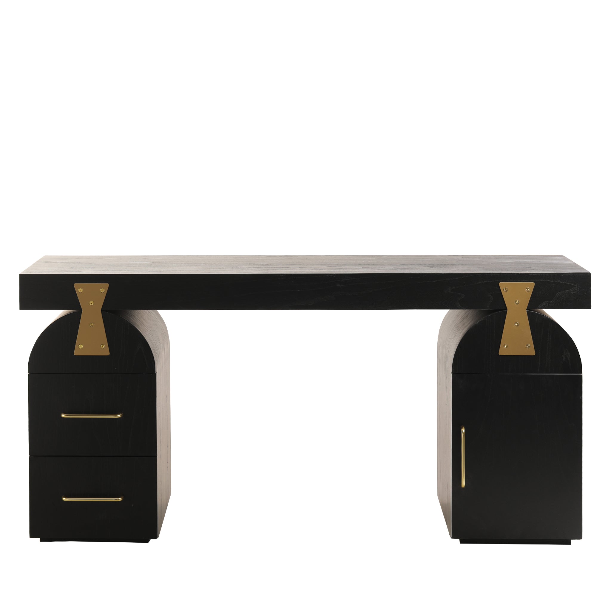 1.55m New Elm Home Office Desk - Full Black - image 2
