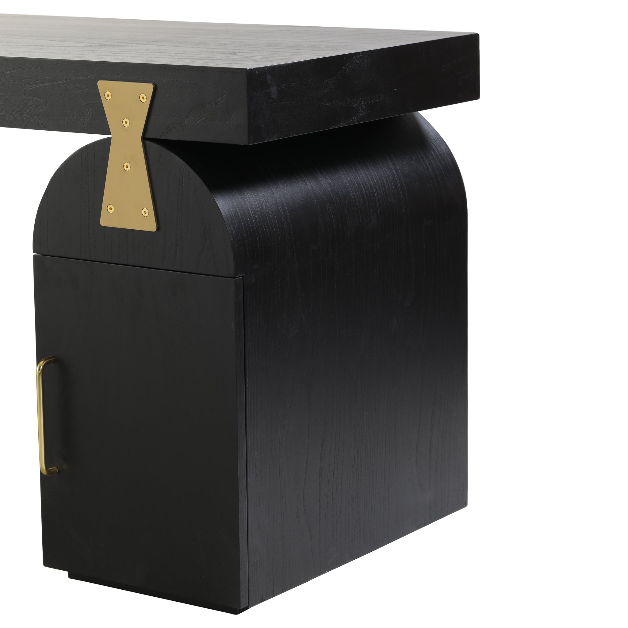 1.55m New Elm Home Office Desk - Full Black - image 6