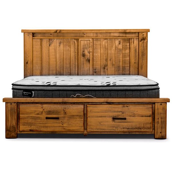 Niles Pine Wood Bed with Storage – Queen