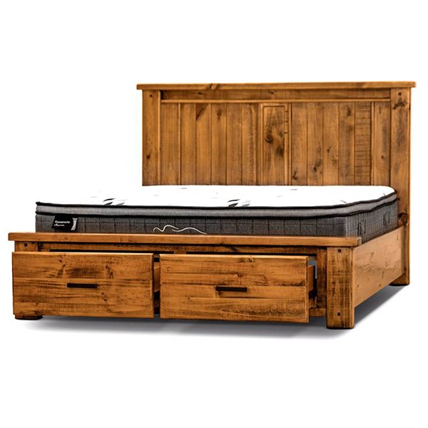 Niles Pine Wood Bed with Storage – Queen
