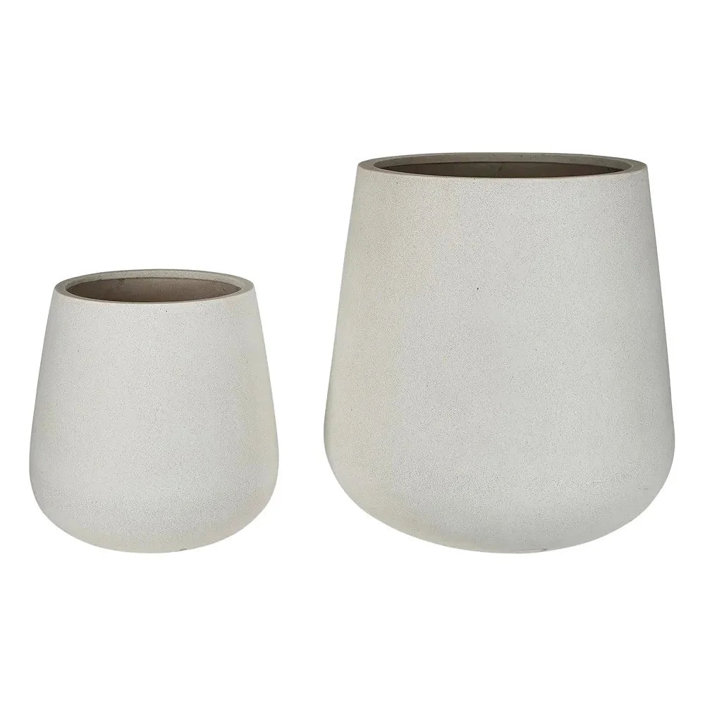 Tran Fiberstone Planter Set of 2 - Cream Terrazzo