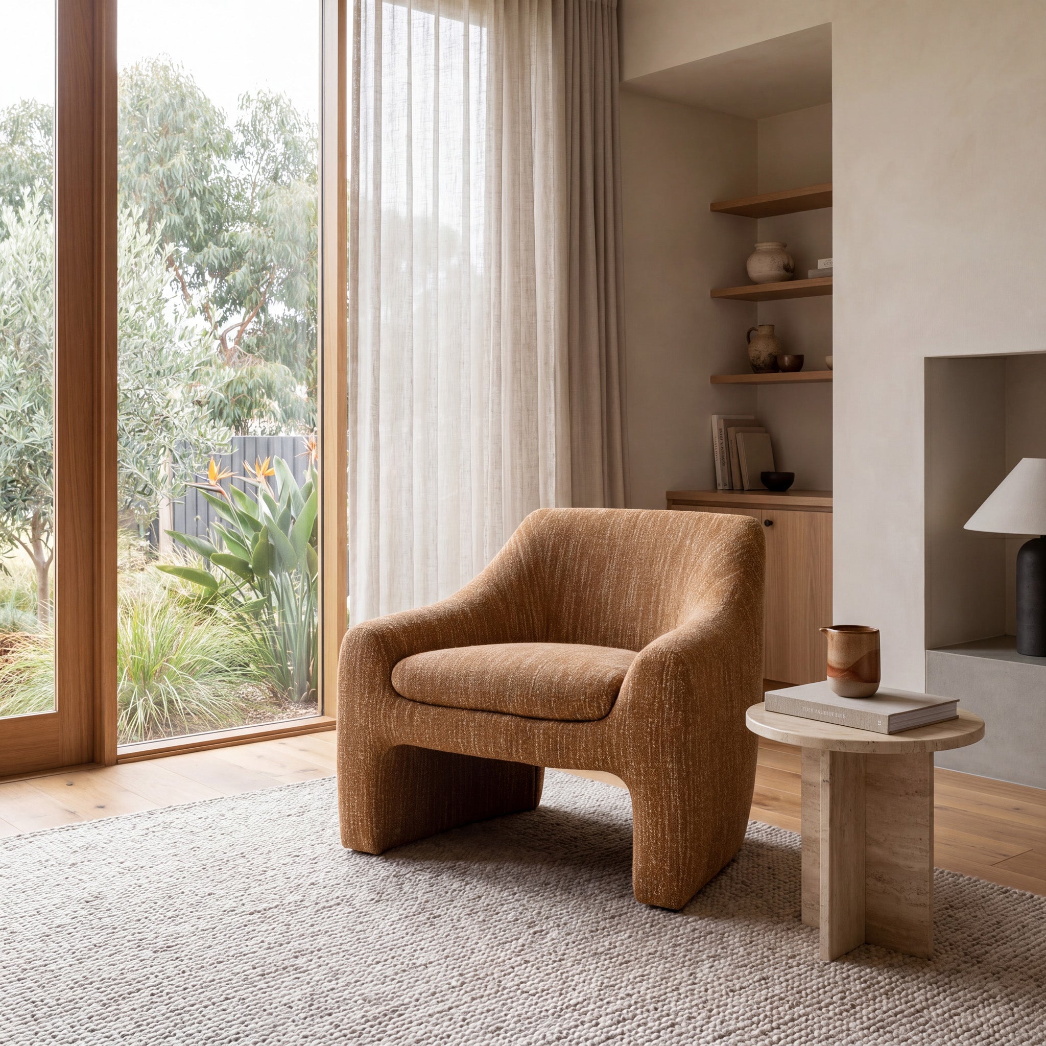 Fabric Armchair - Ginger Brown - image 2