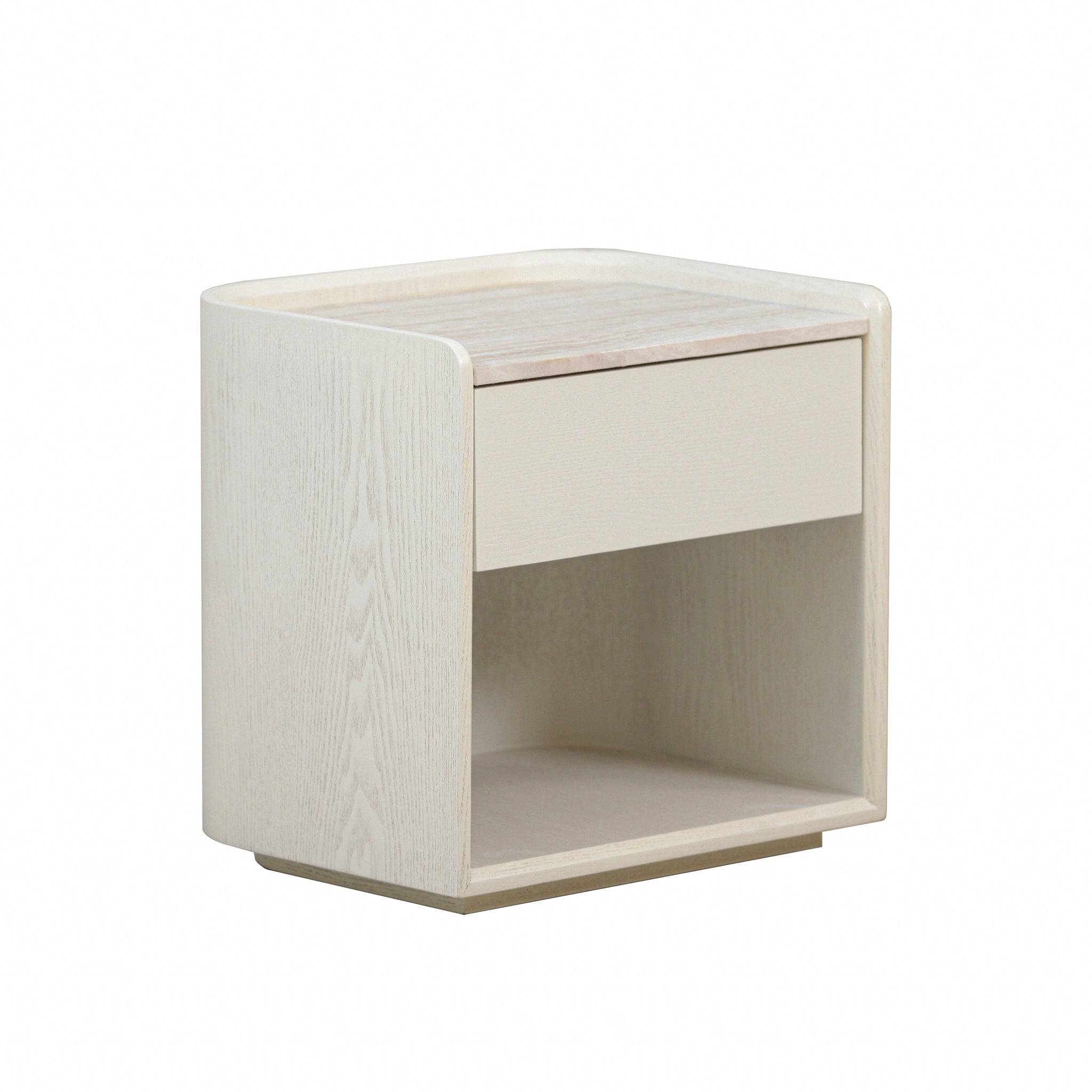 CST10179-DW 50cm Travertine Bedside Table - Ivory Oat