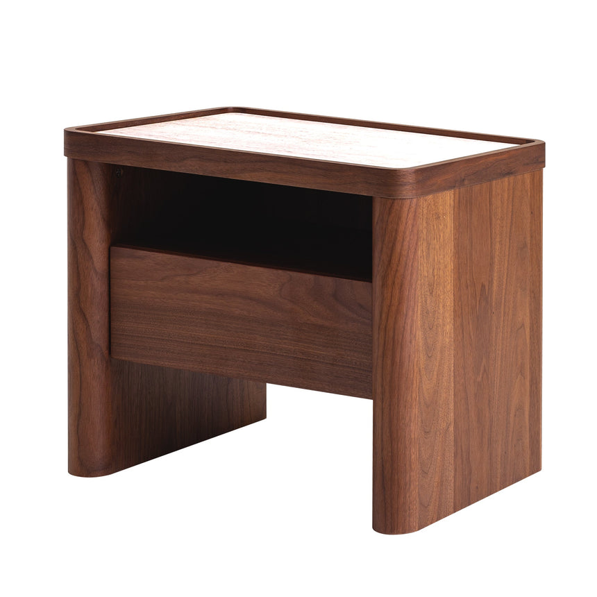 Glass Top Bedside Table - Walnut