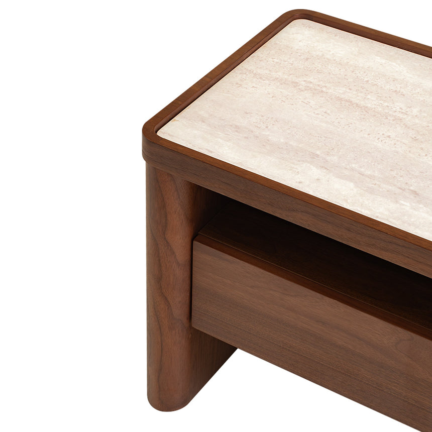 Glass Top Bedside Table - Walnut