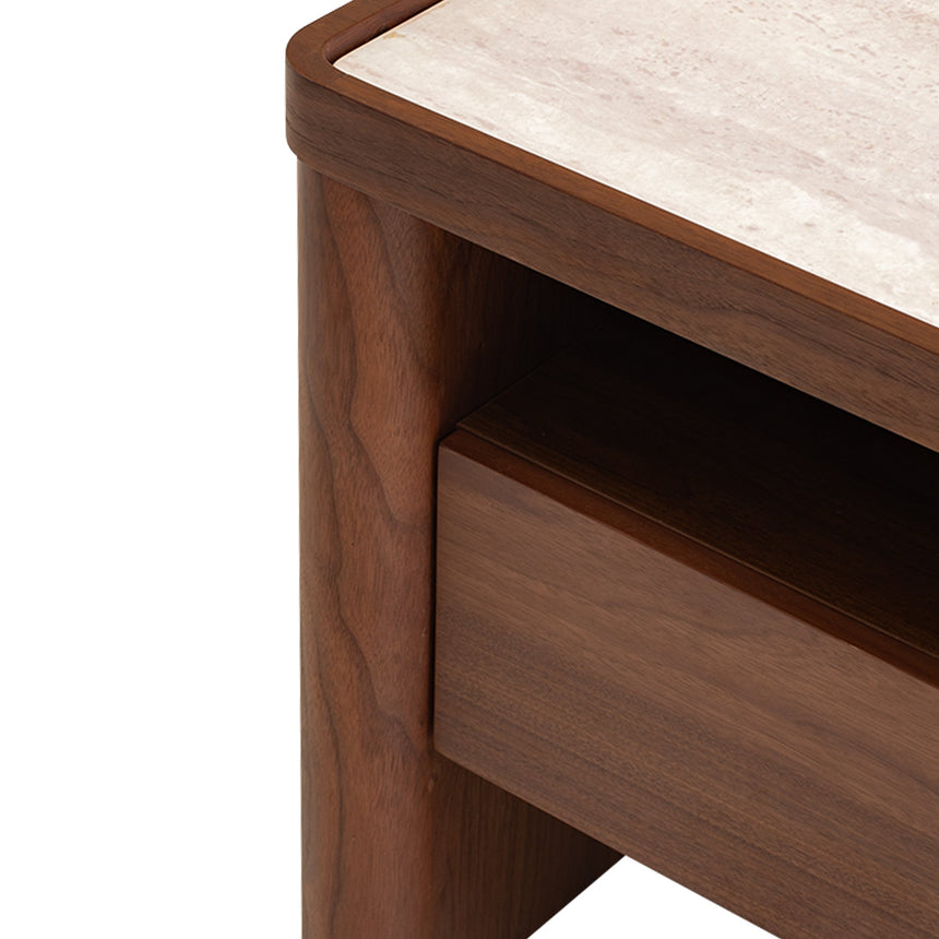 Glass Top Bedside Table - Walnut