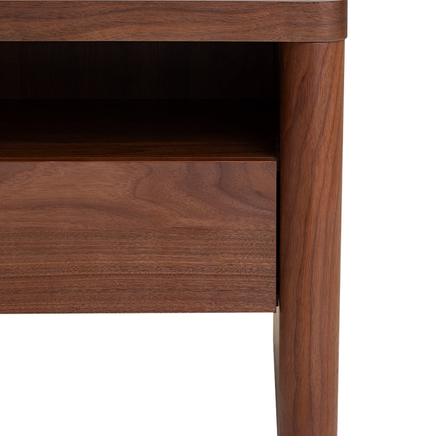 Glass Top Bedside Table - Walnut