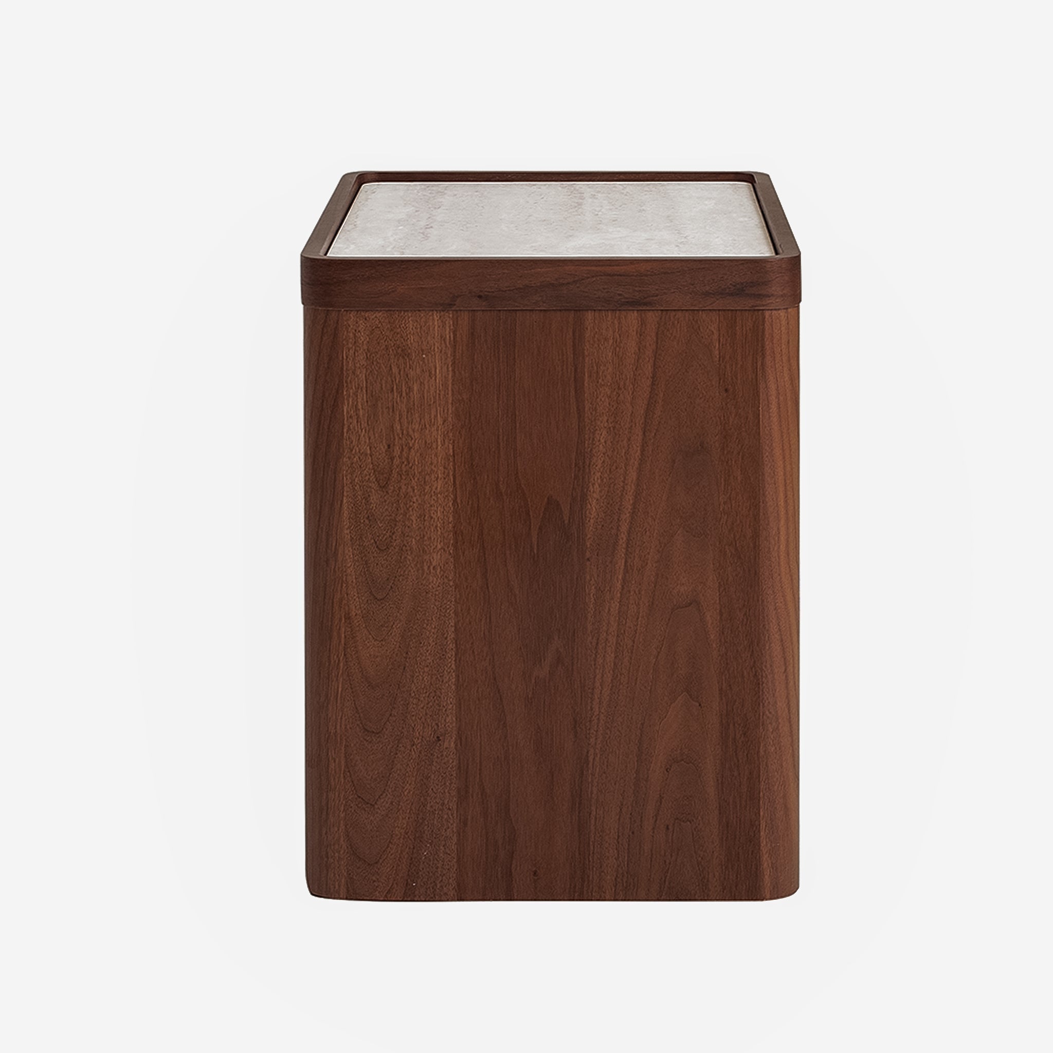 CST10241-IG 60cm Glass Top Bedside Table - Walnut
