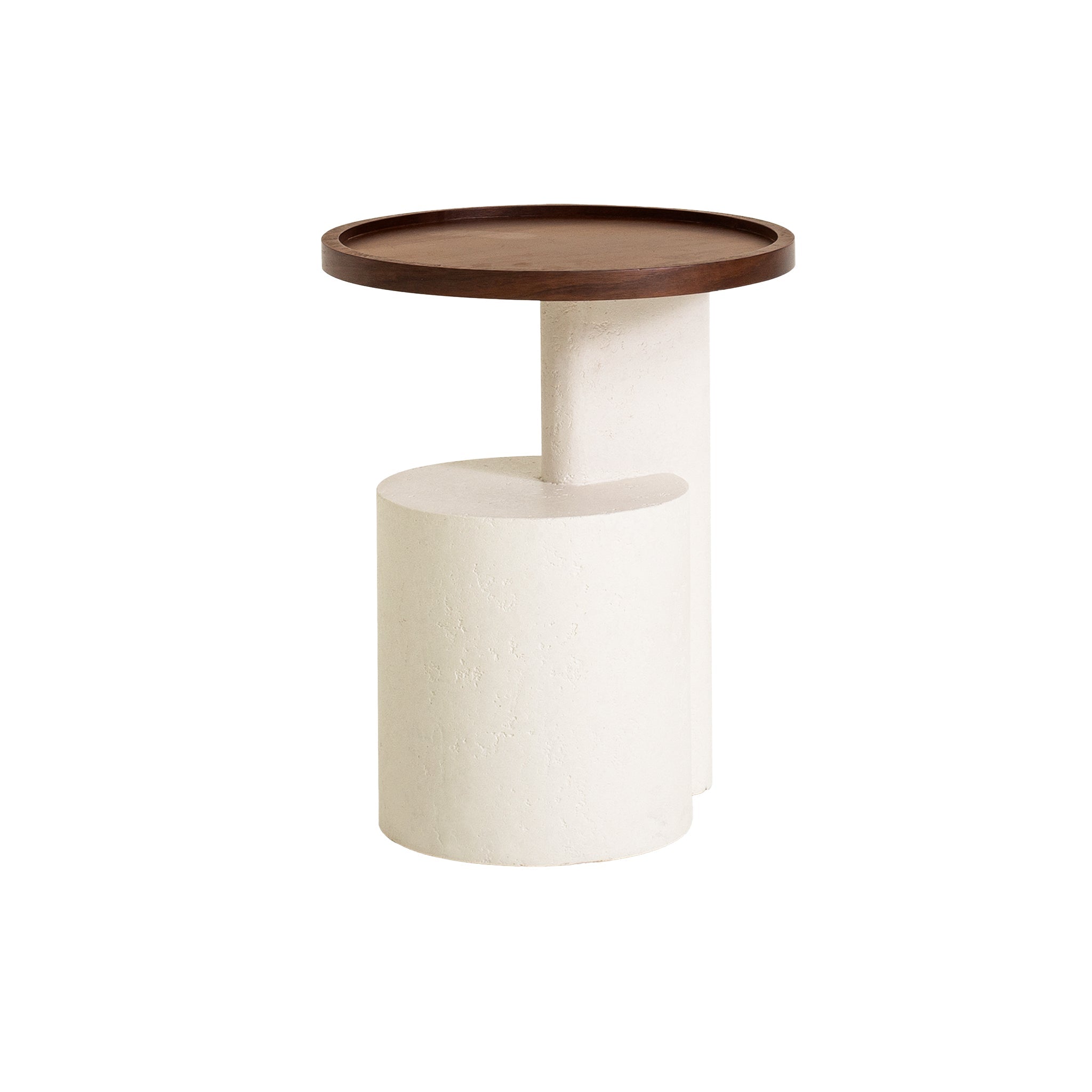 40cm White Side Table - Walnut