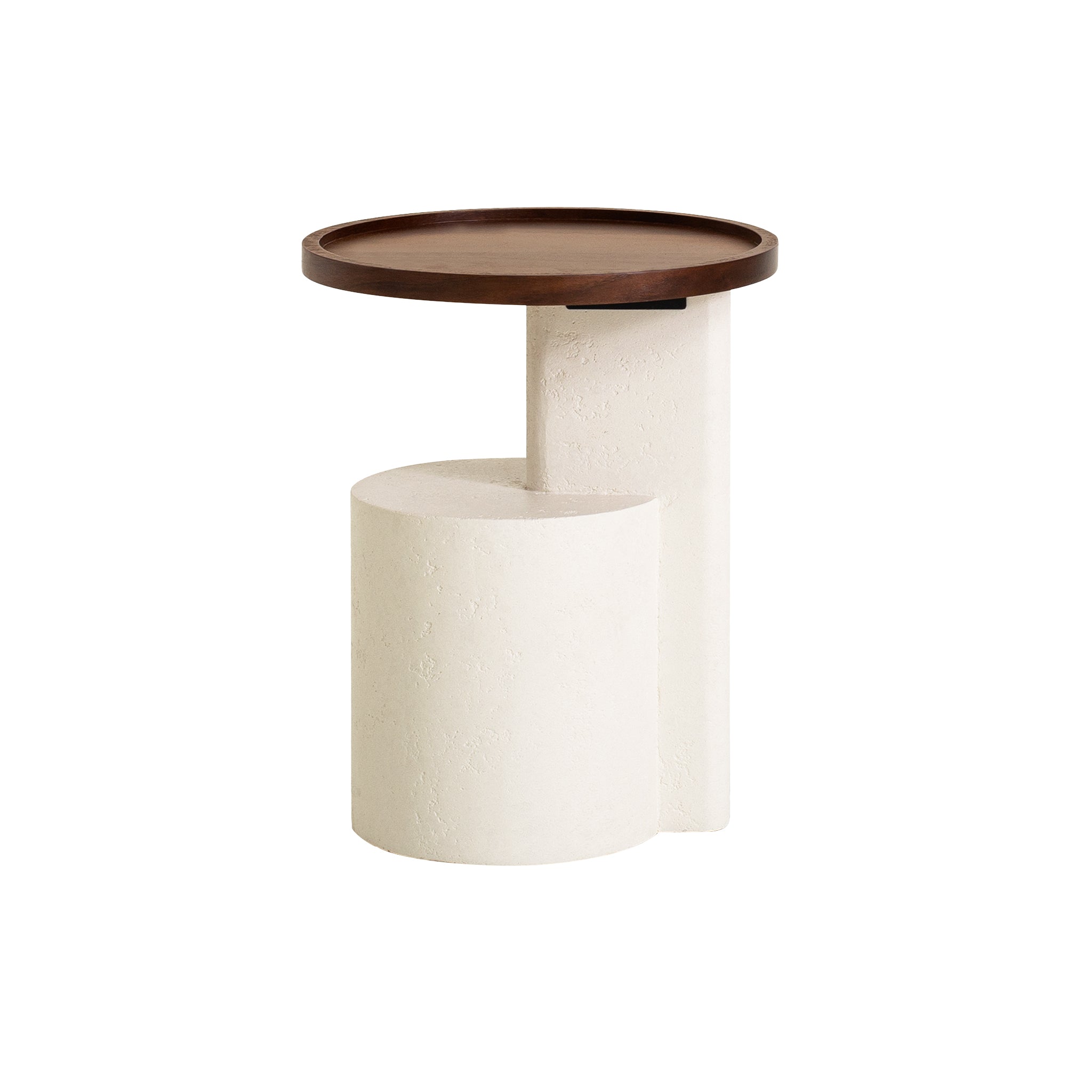 40cm White Side Table - Walnut