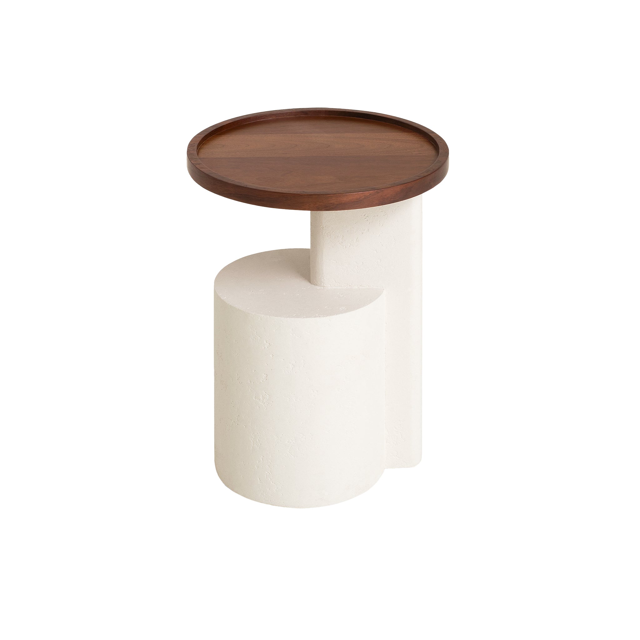 40cm White Side Table - Walnut