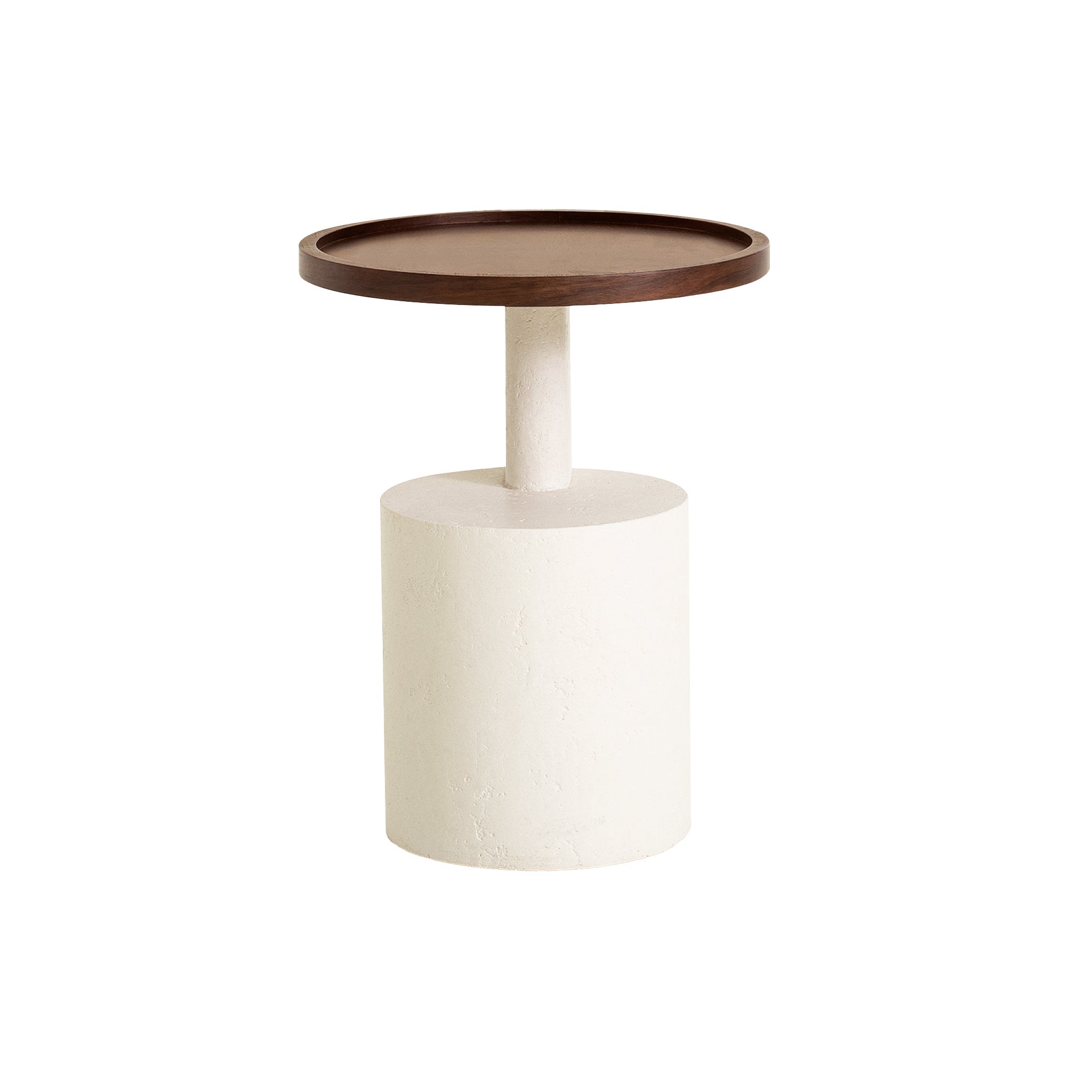 40cm White Side Table - Walnut