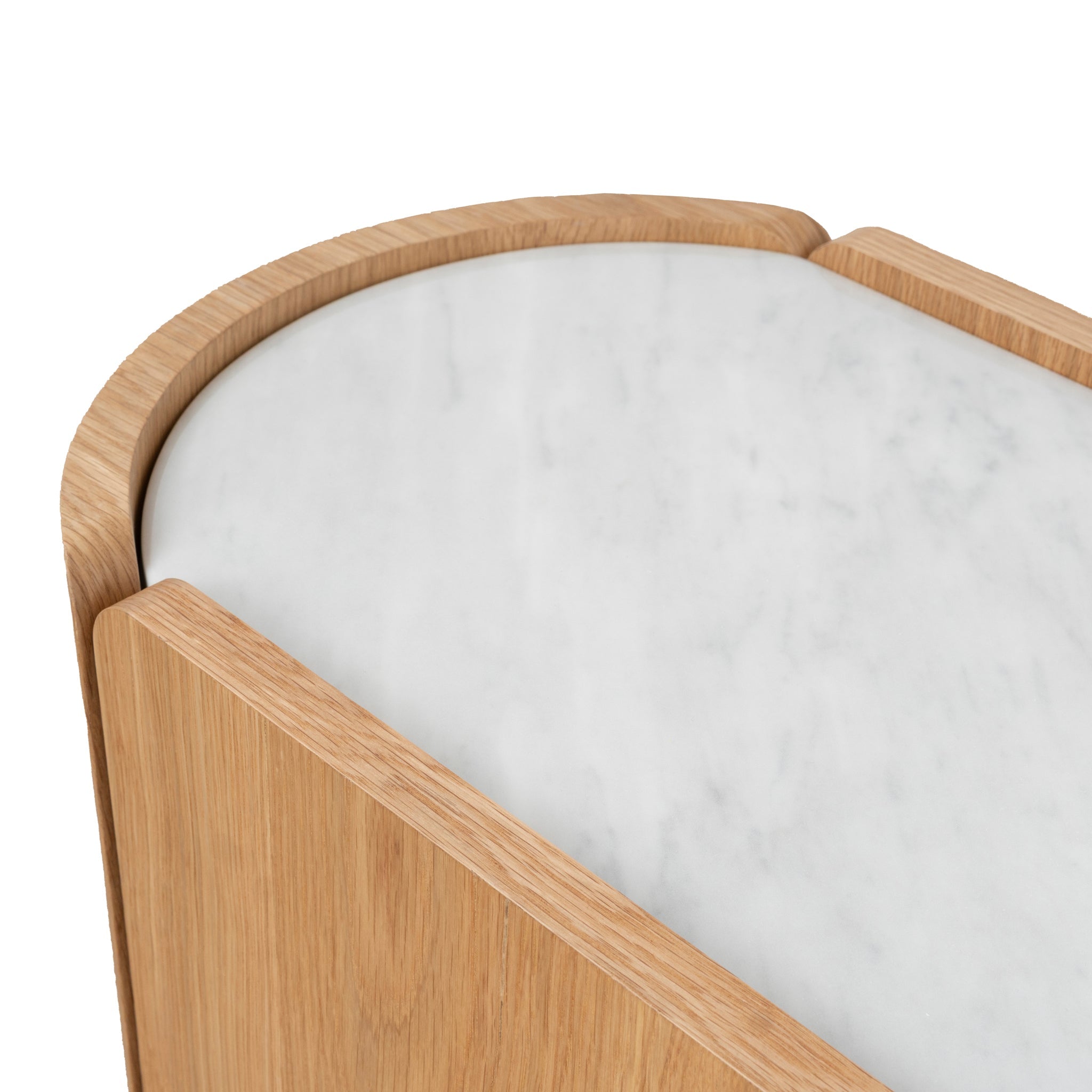 60cm Bedside Table - Natural Oak with Marble Top - image 10