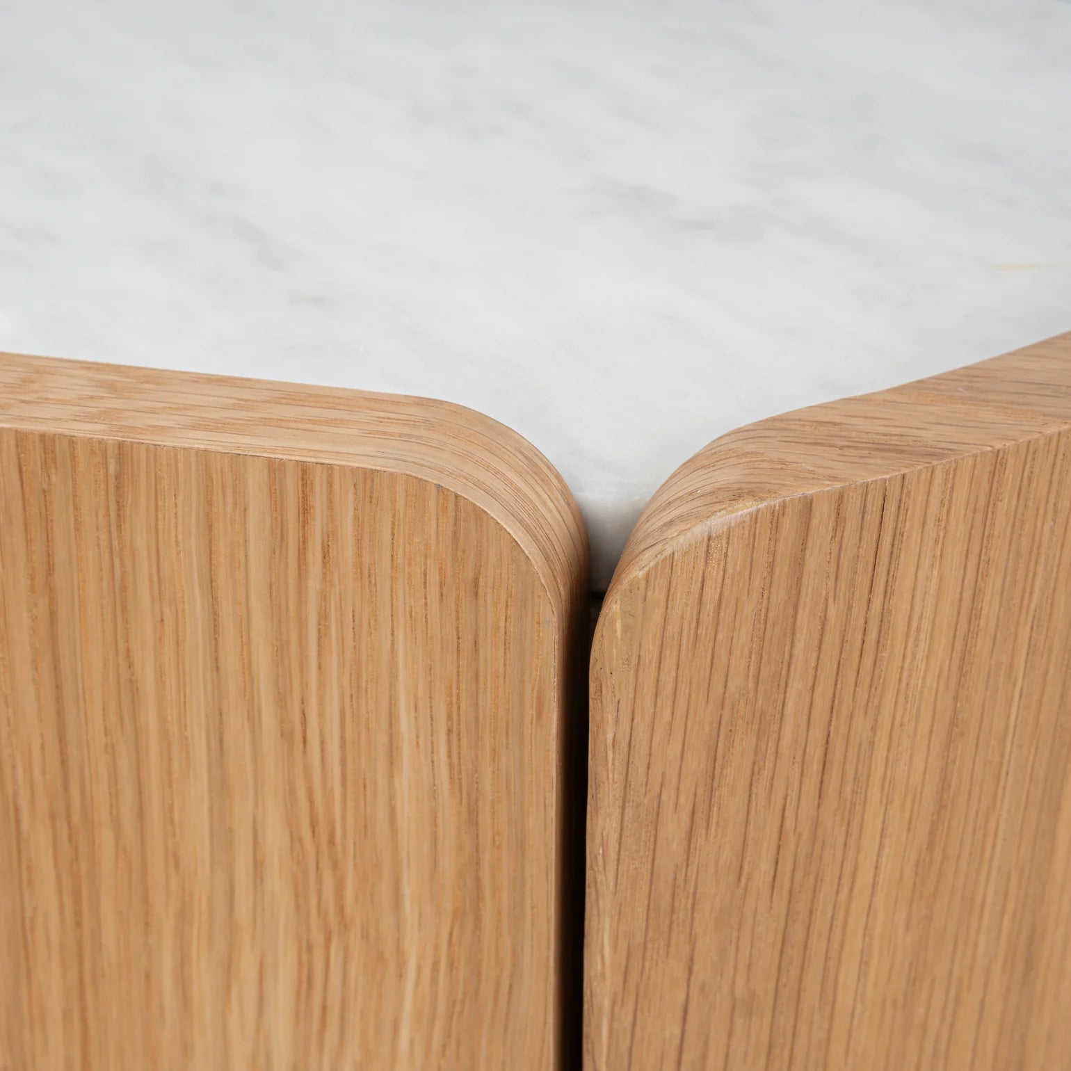 60cm Bedside Table - Natural Oak with Marble Top
