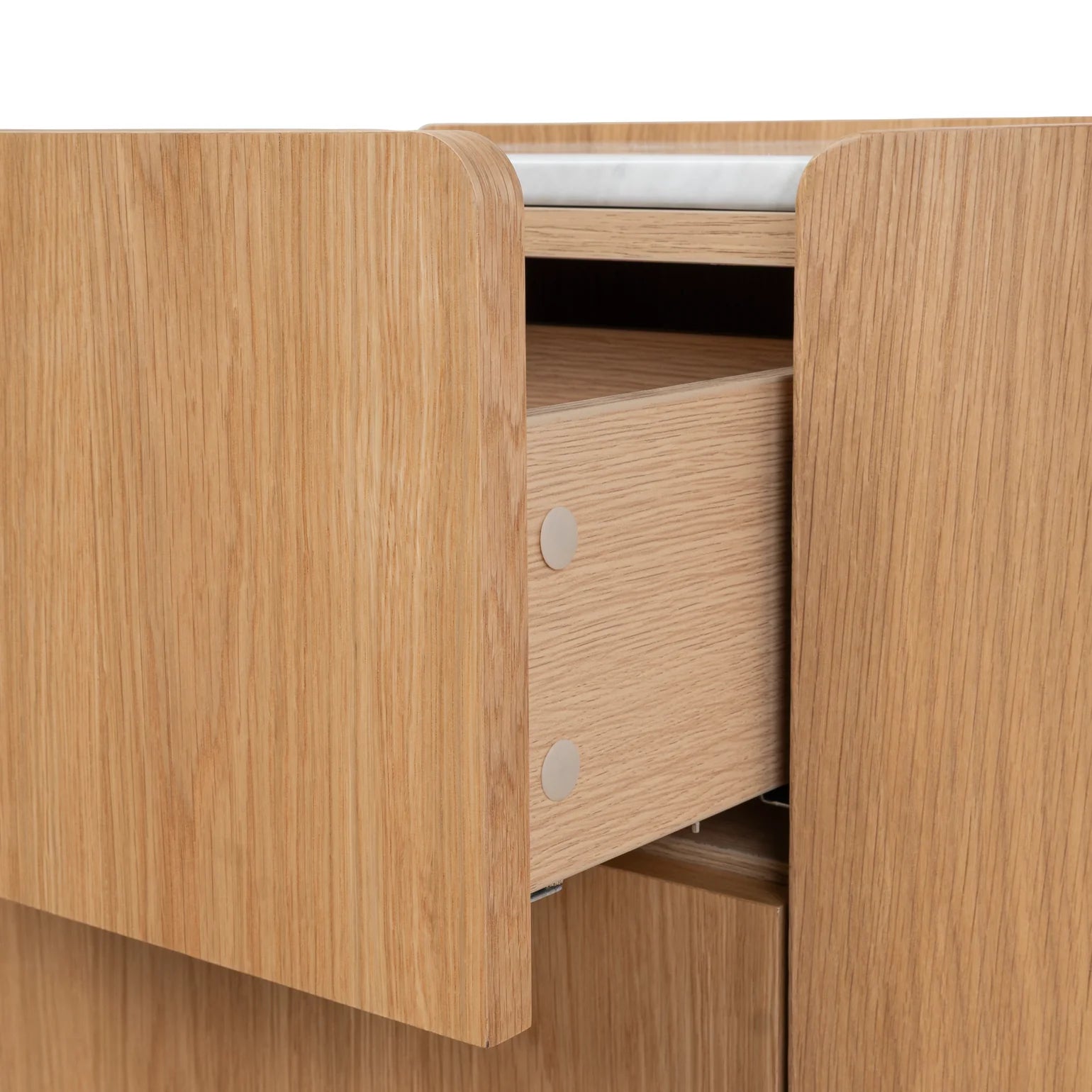 60cm Bedside Table - Natural Oak with Marble Top