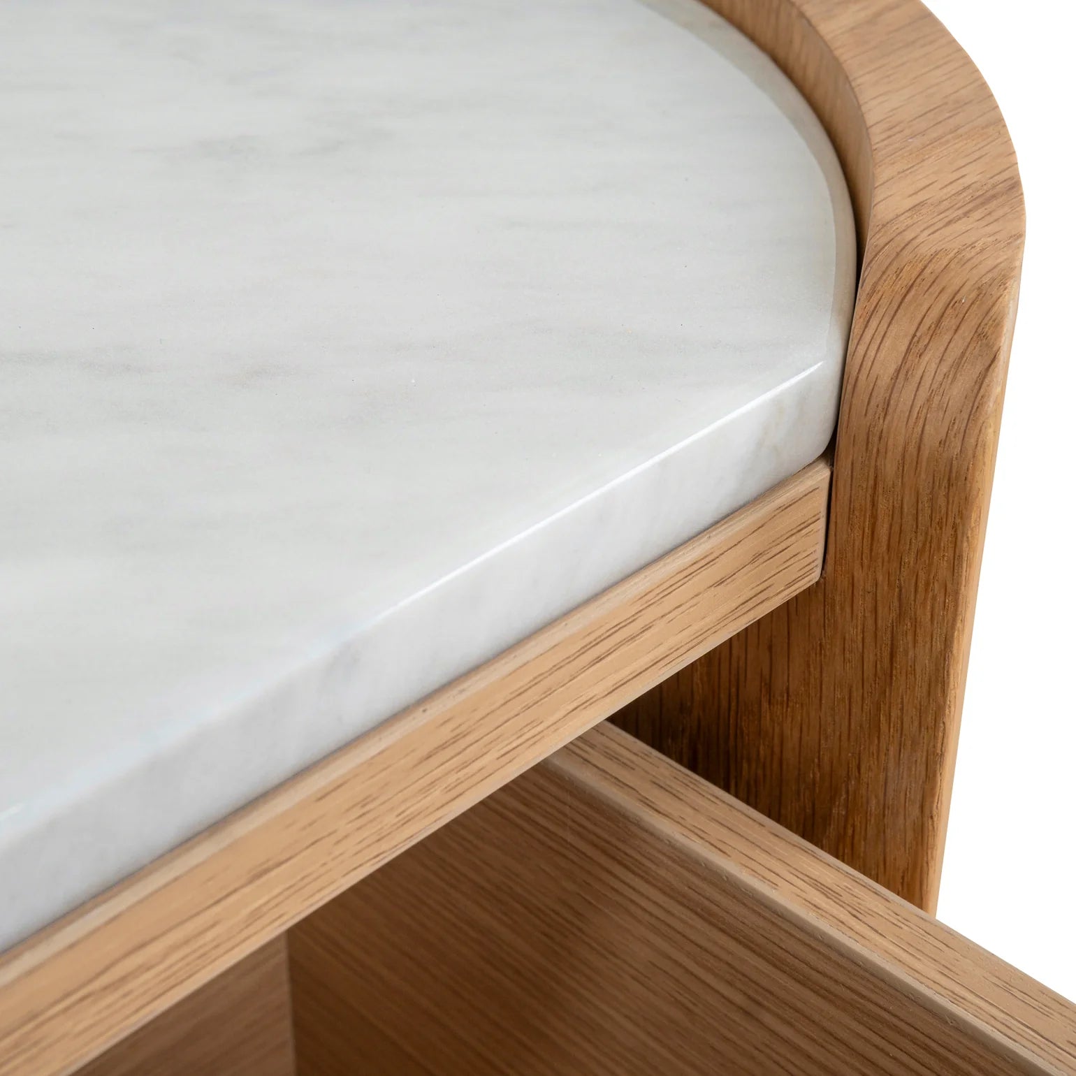 60cm Bedside Table - Natural Oak with Marble Top