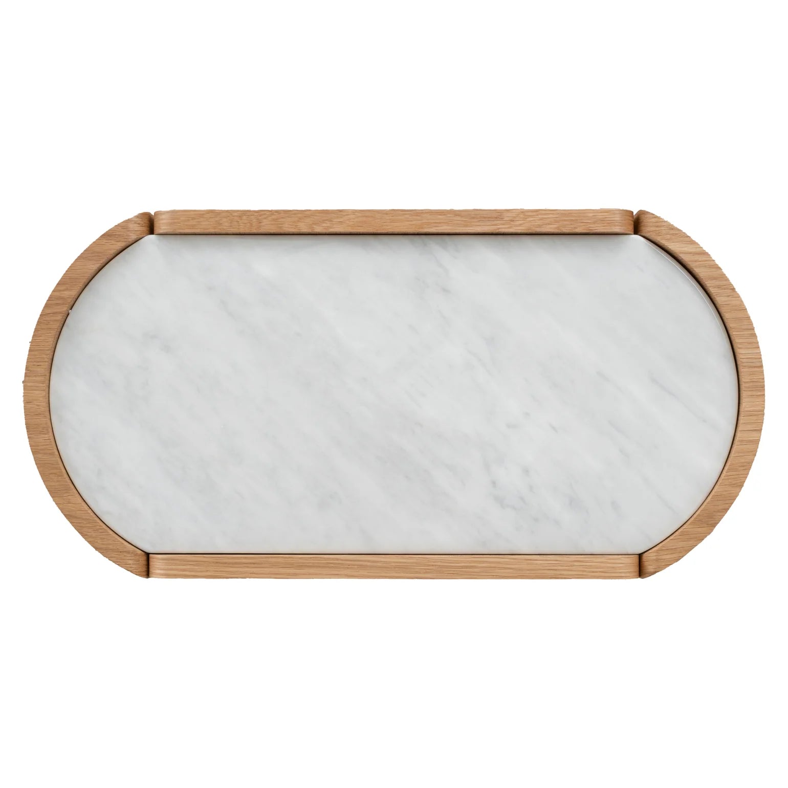 60cm Bedside Table - Natural Oak with Marble Top