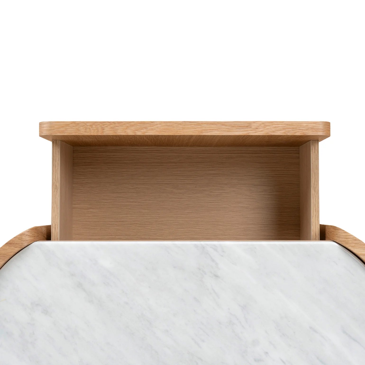 60cm Bedside Table - Natural Oak with Marble Top