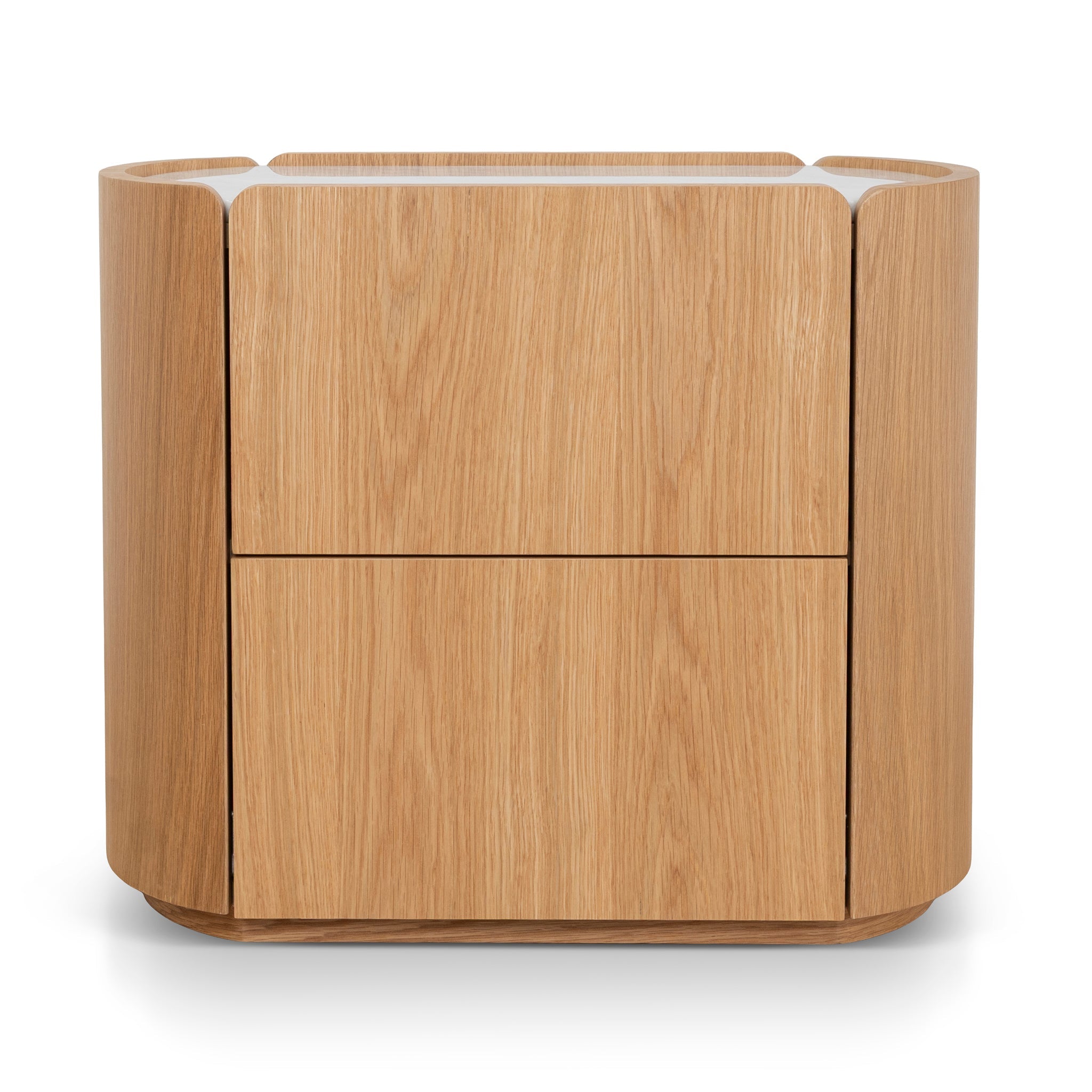 60cm Bedside Table - Natural Oak with Marble Top - image 2