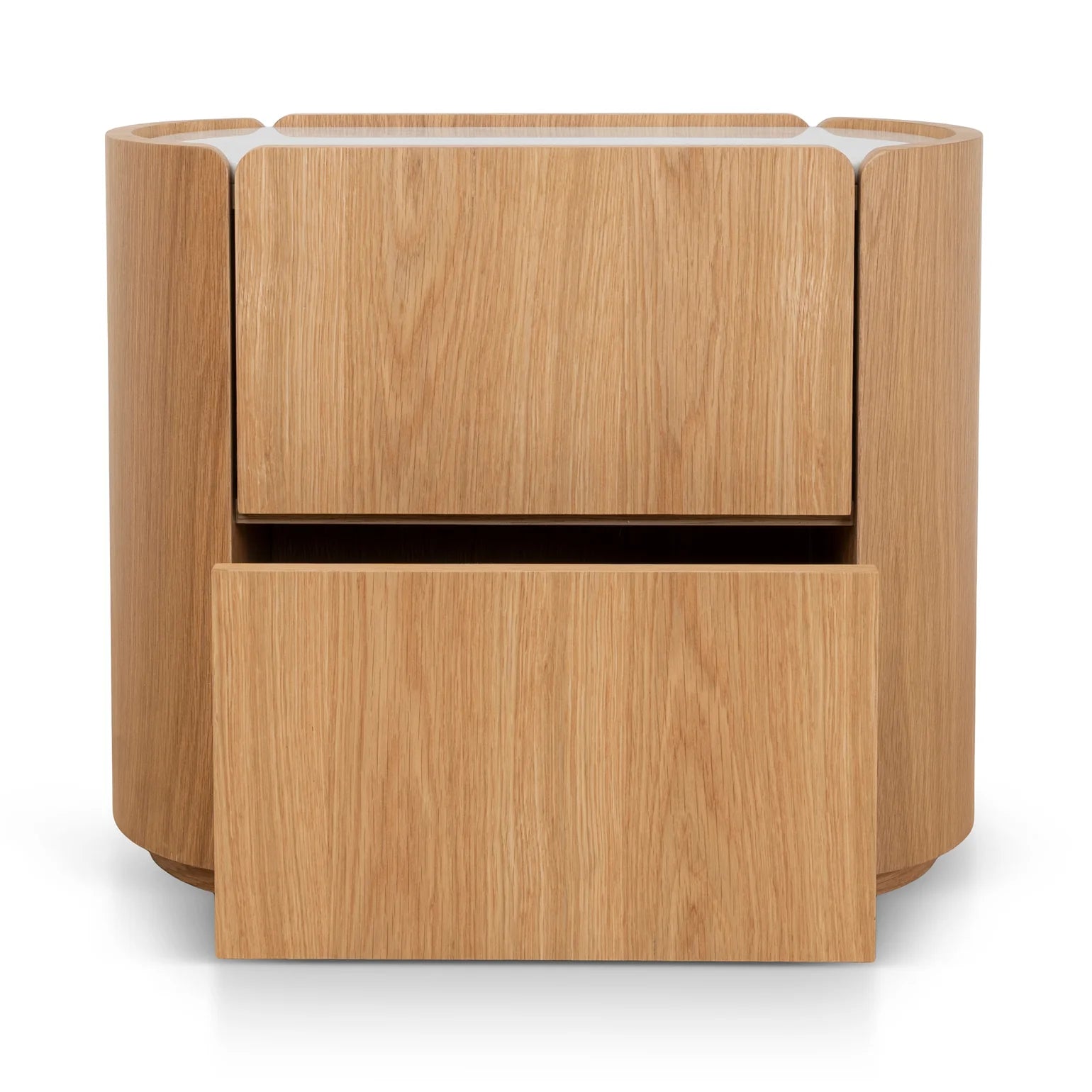 60cm Bedside Table - Natural Oak with Marble Top