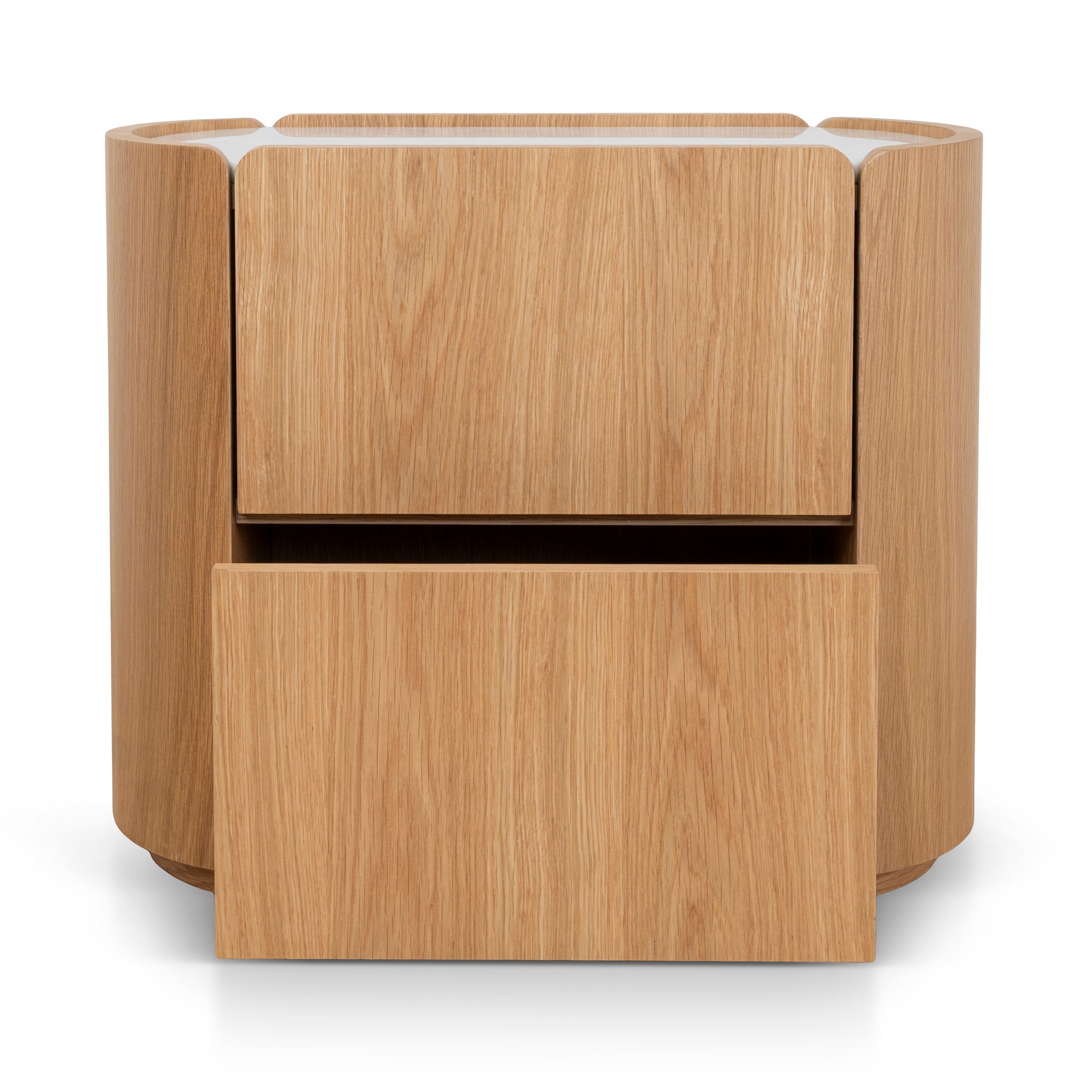60cm Bedside Table - Natural Oak with Marble Top - image 3