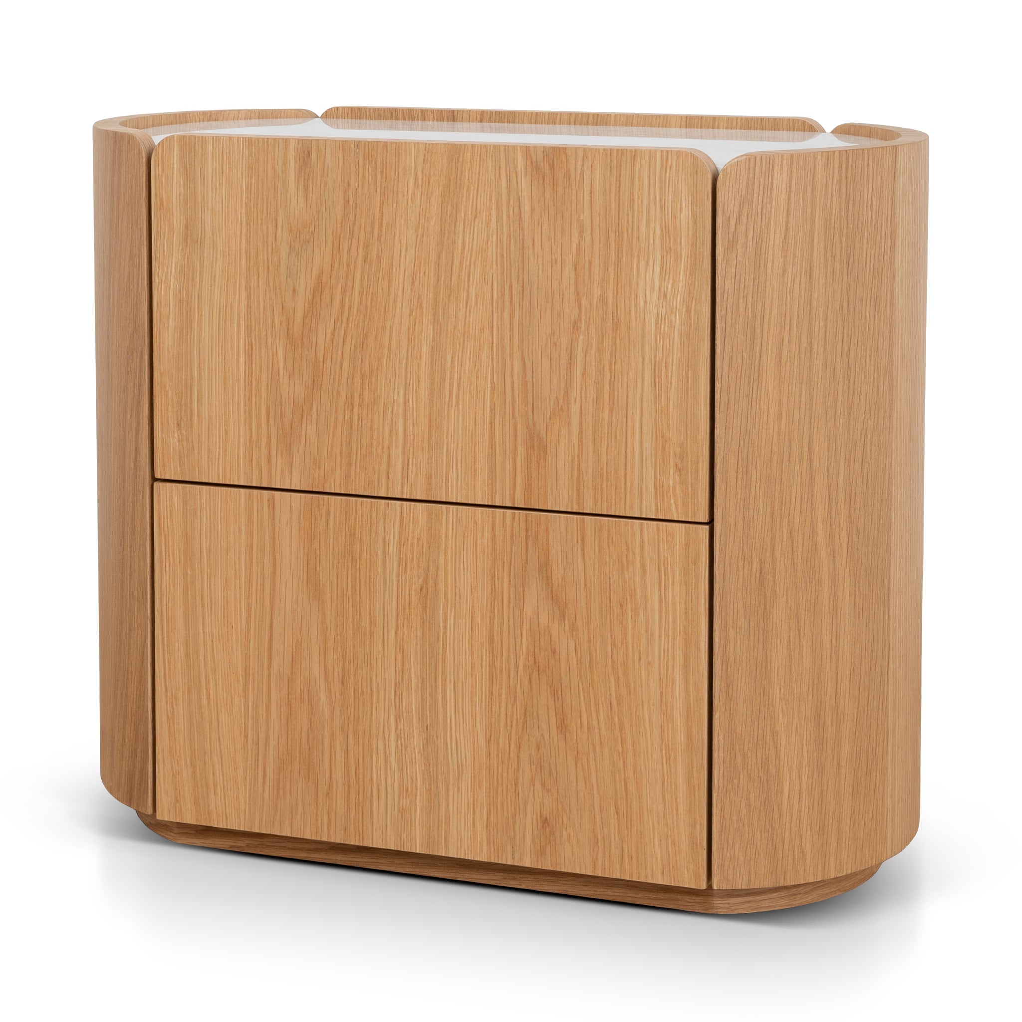 60cm Bedside Table - Natural Oak with Marble Top