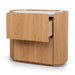 60cm Bedside Table - Natural Oak with Marble Top - image 4