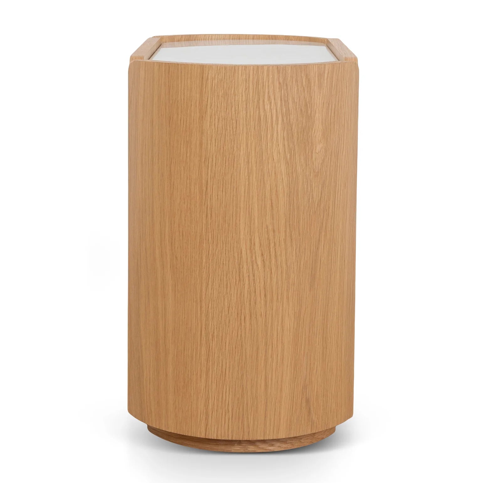 60cm Bedside Table - Natural Oak with Marble Top
