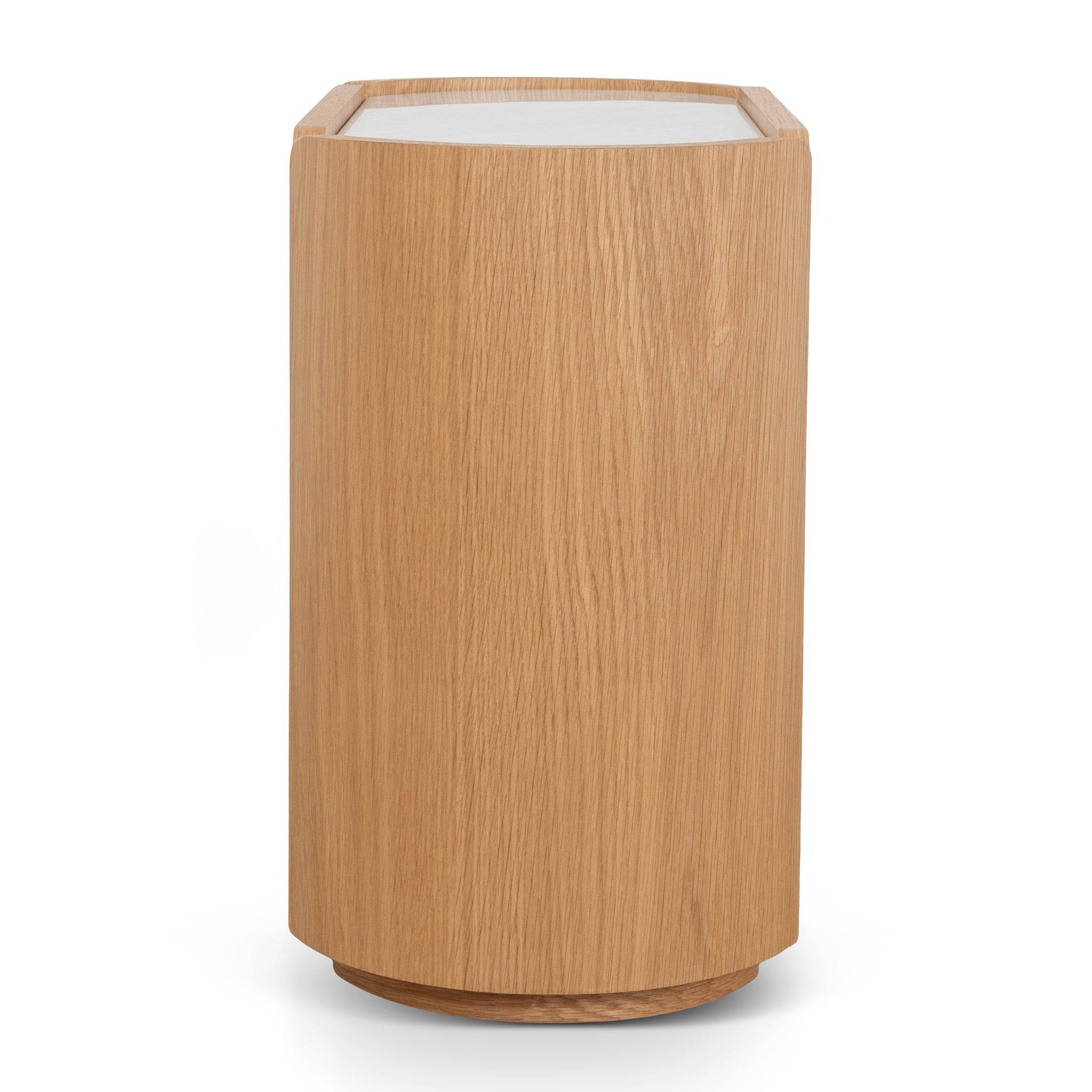 60cm Bedside Table - Natural Oak with Marble Top - image 5
