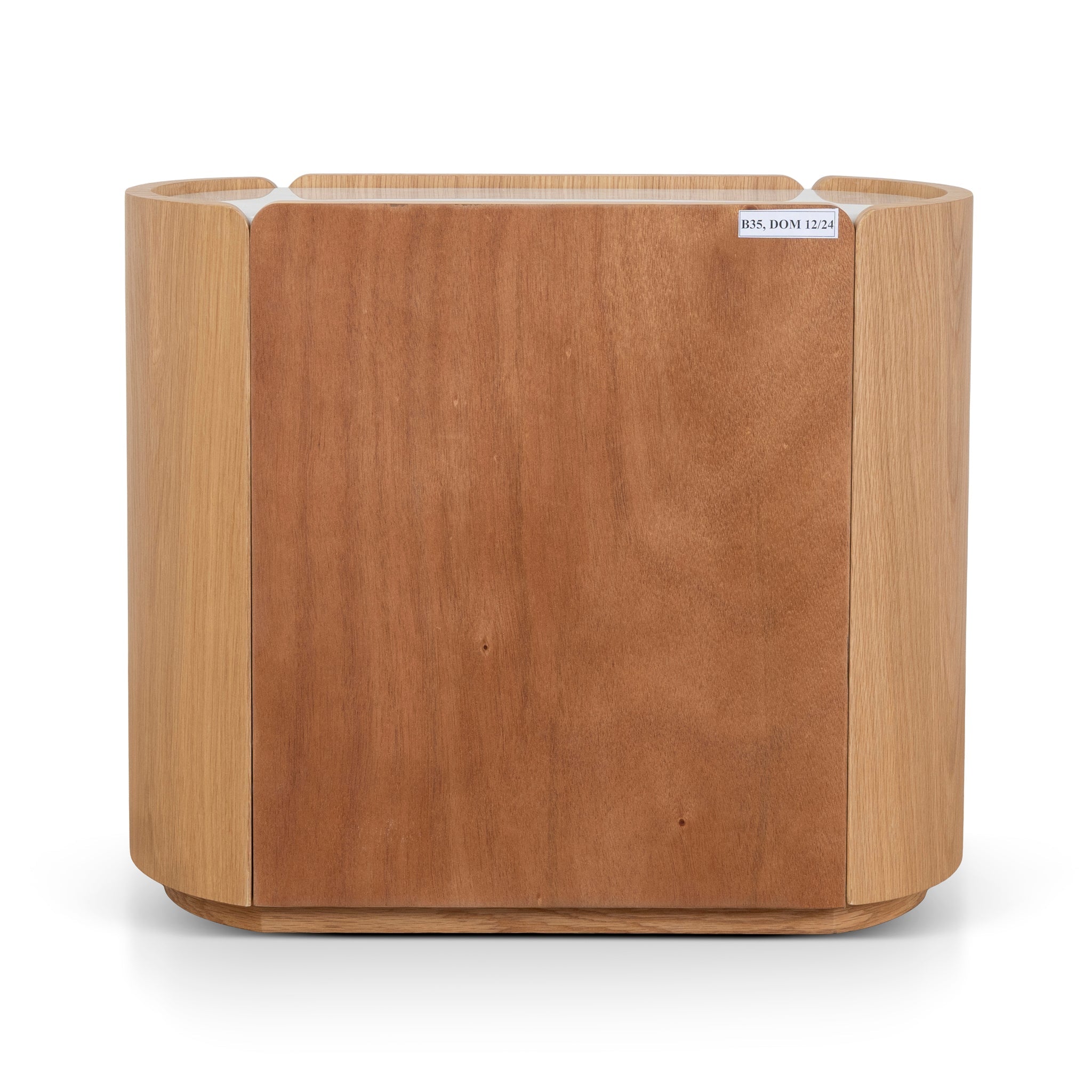 60cm Bedside Table - Natural Oak with Marble Top - image 6