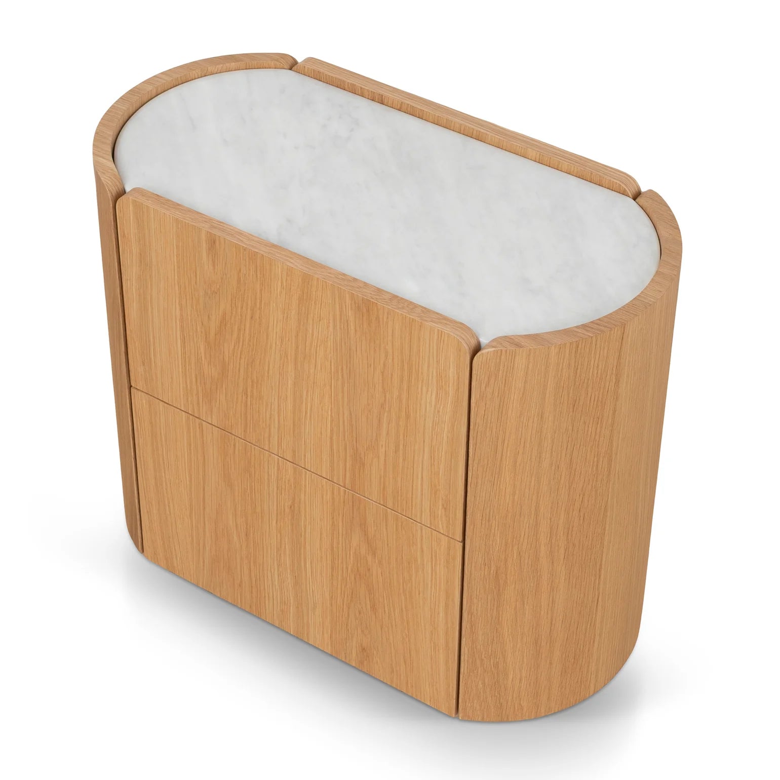 60cm Bedside Table - Natural Oak with Marble Top