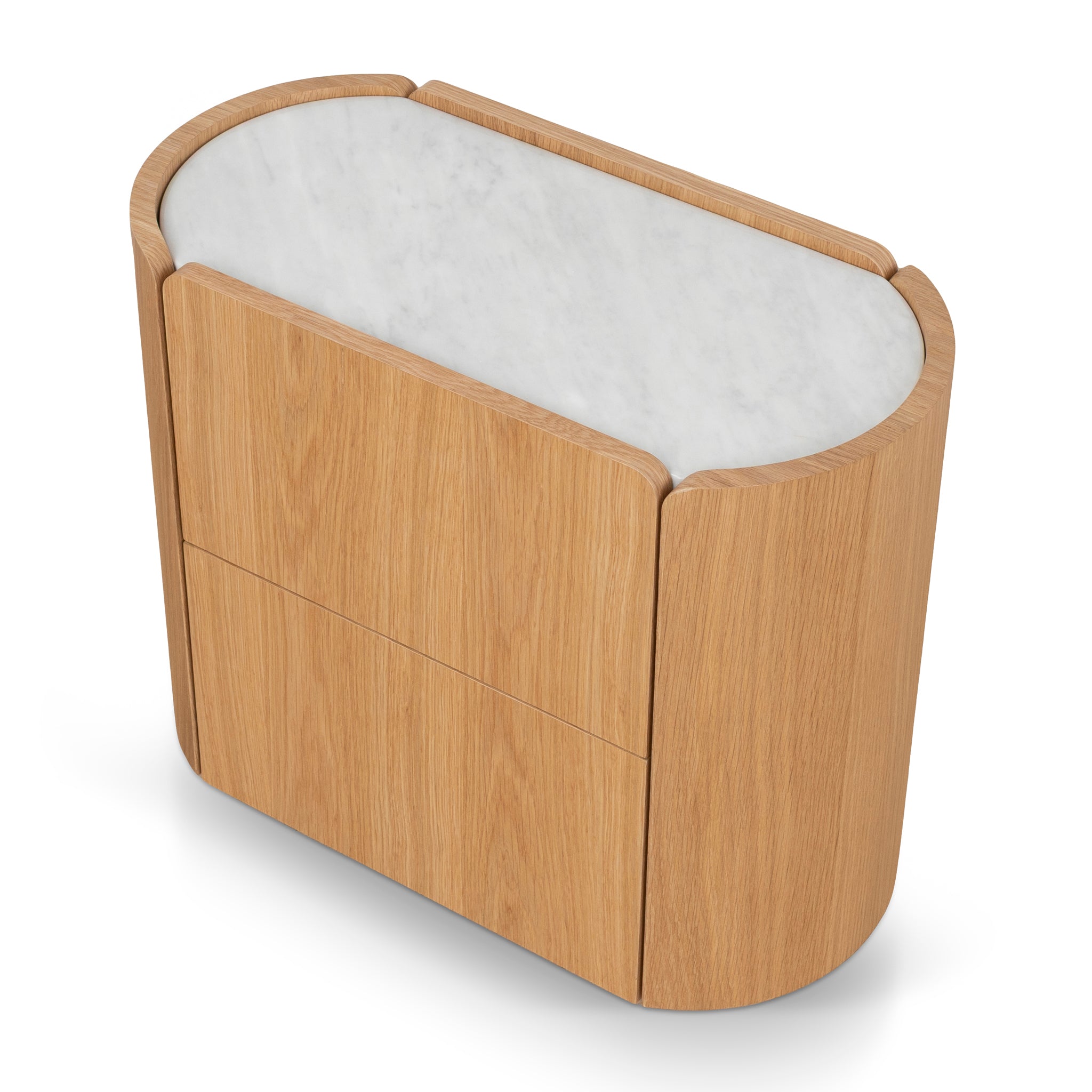 60cm Bedside Table - Natural Oak with Marble Top - image 7