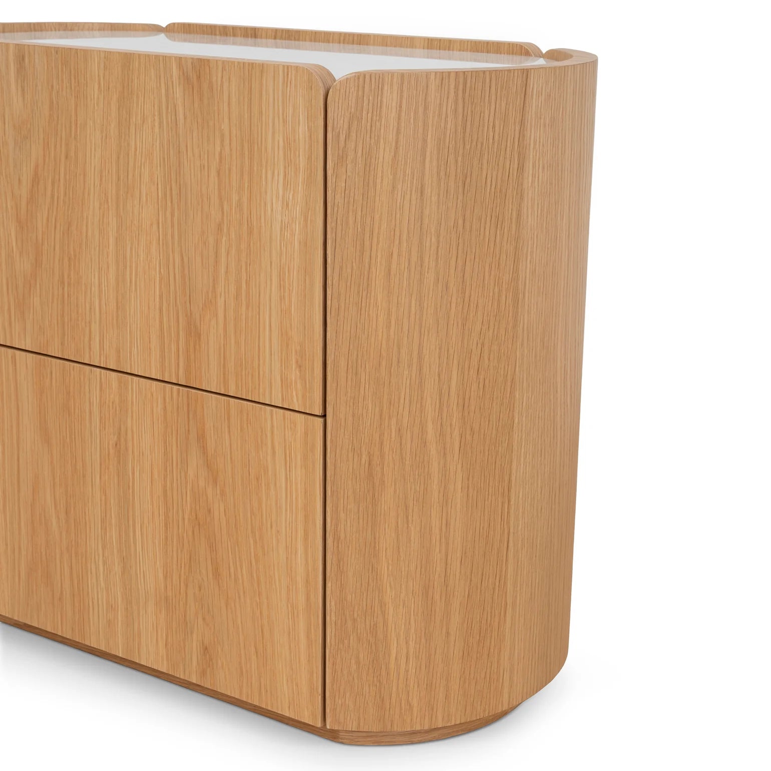 60cm Bedside Table - Natural Oak with Marble Top