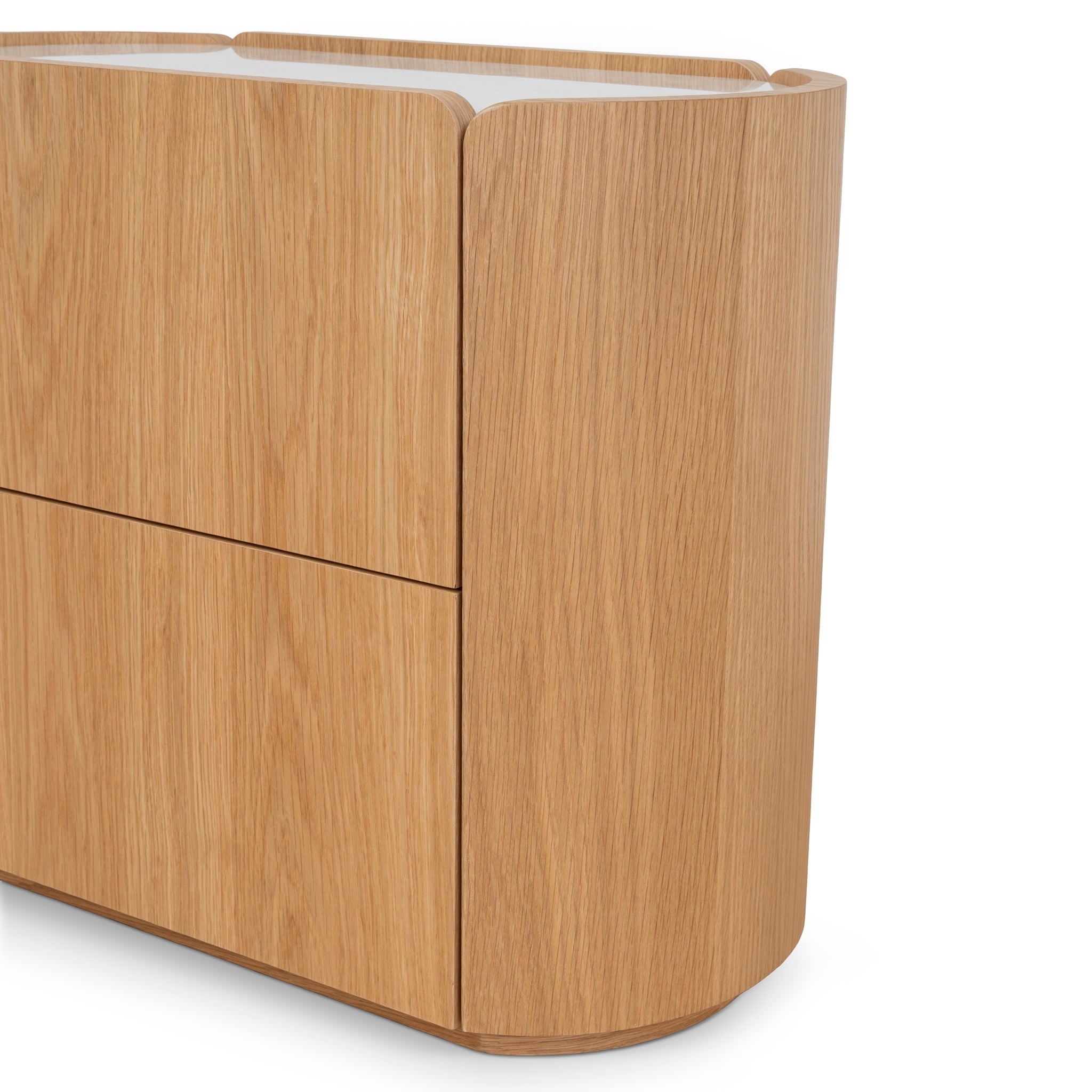 60cm Bedside Table - Natural Oak with Marble Top - image 8