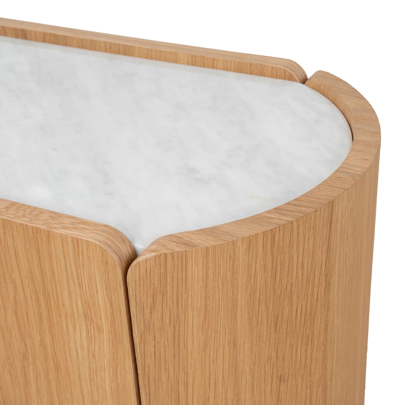 60cm Bedside Table - Natural Oak with Marble Top