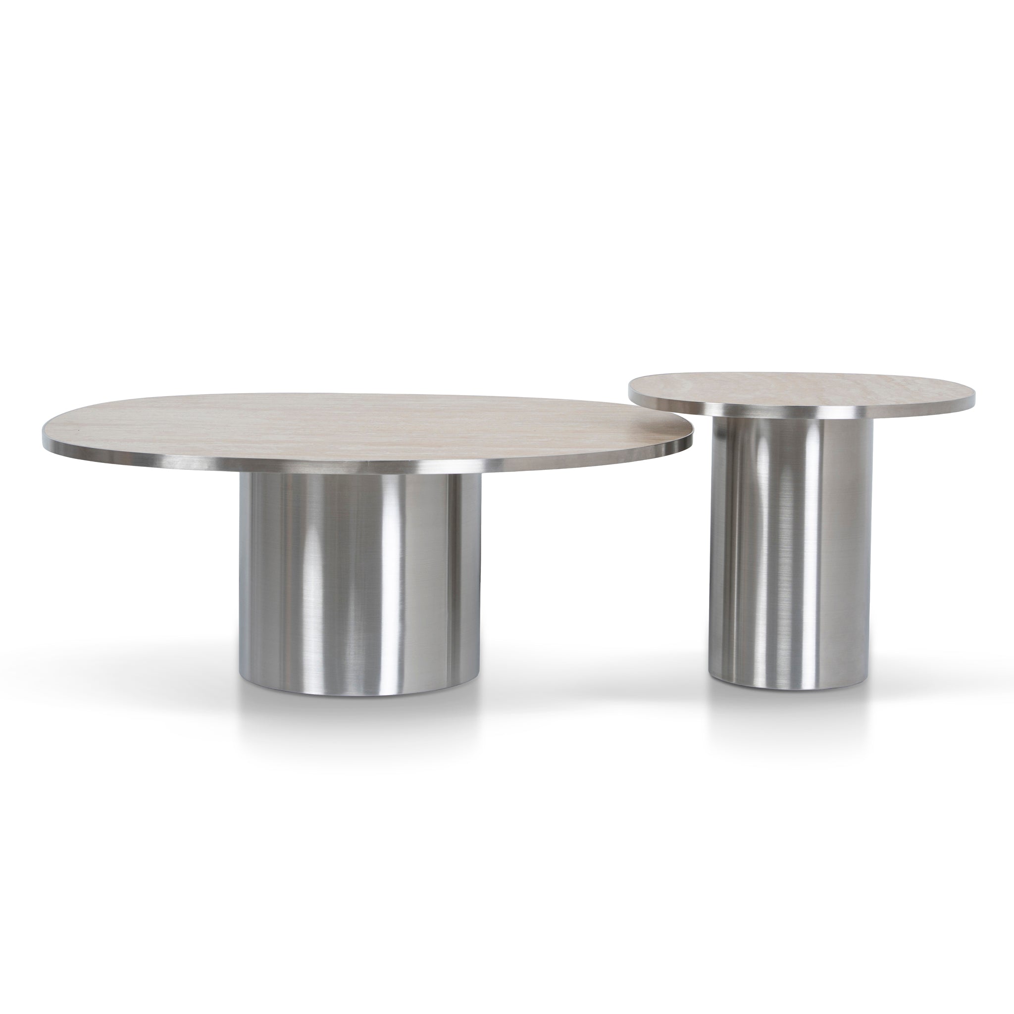 CST10316-NY Nested Porcelain Coffee Table - Stainless Steel