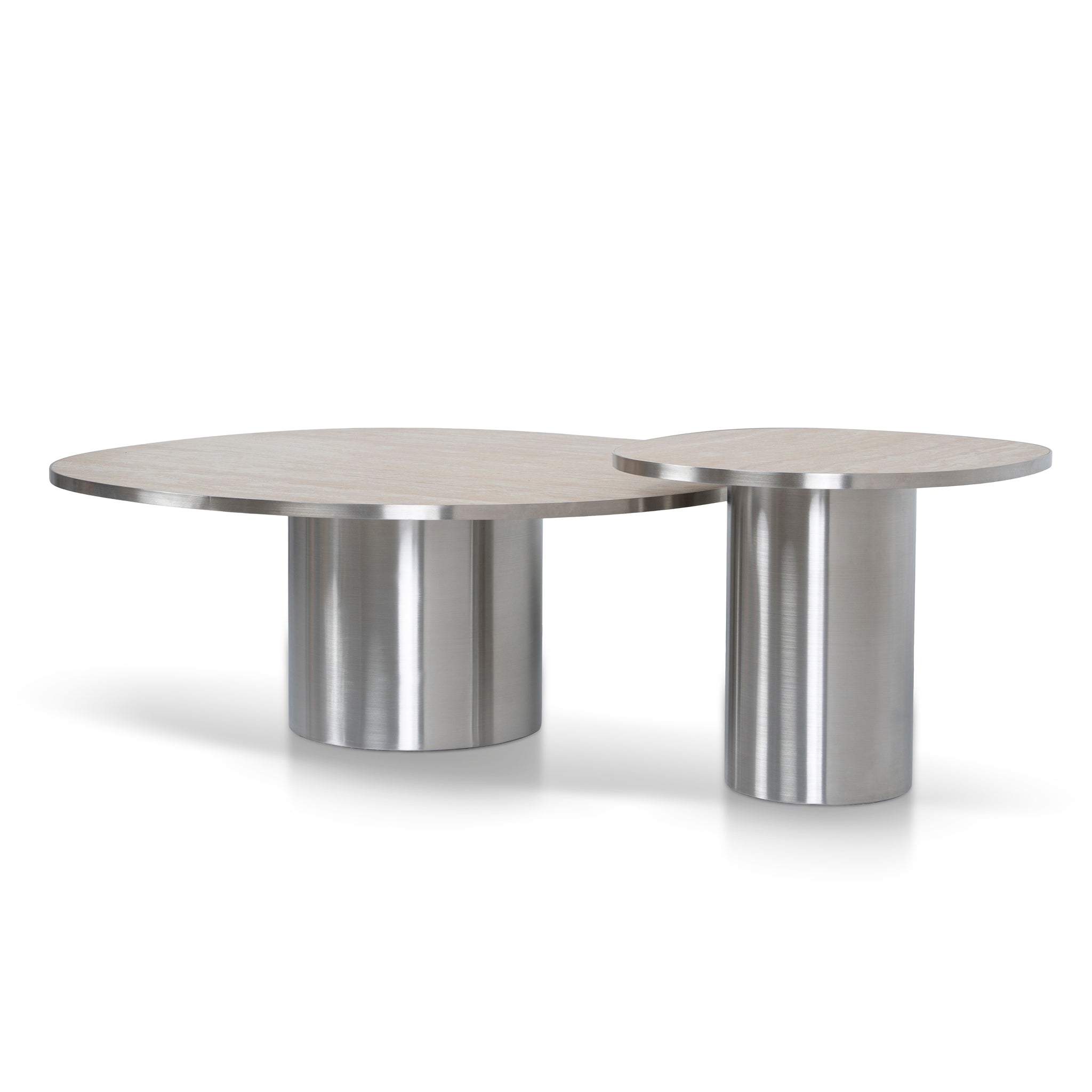 CST10316-NY Nested Porcelain Coffee Table Table - Stainless Steel