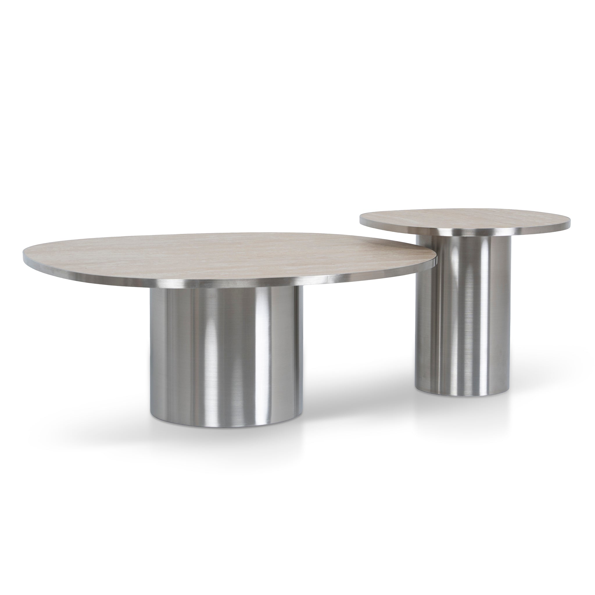 Nested Porcelain Coffee Table - Stainless Steel