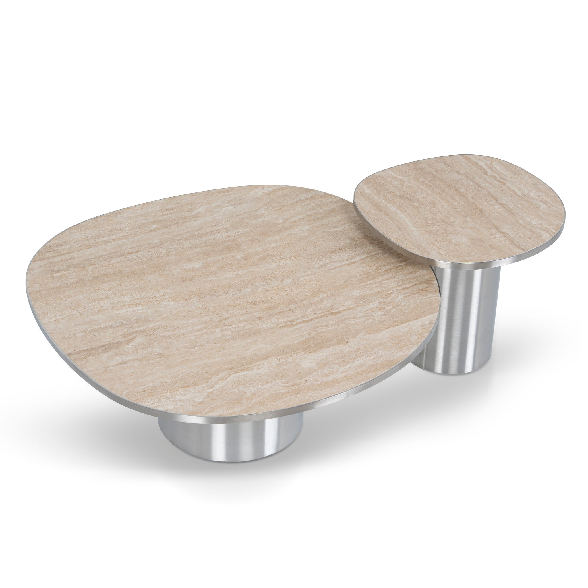 CST10316-NY Nested Porcelain Coffee Table - Stainless Steel